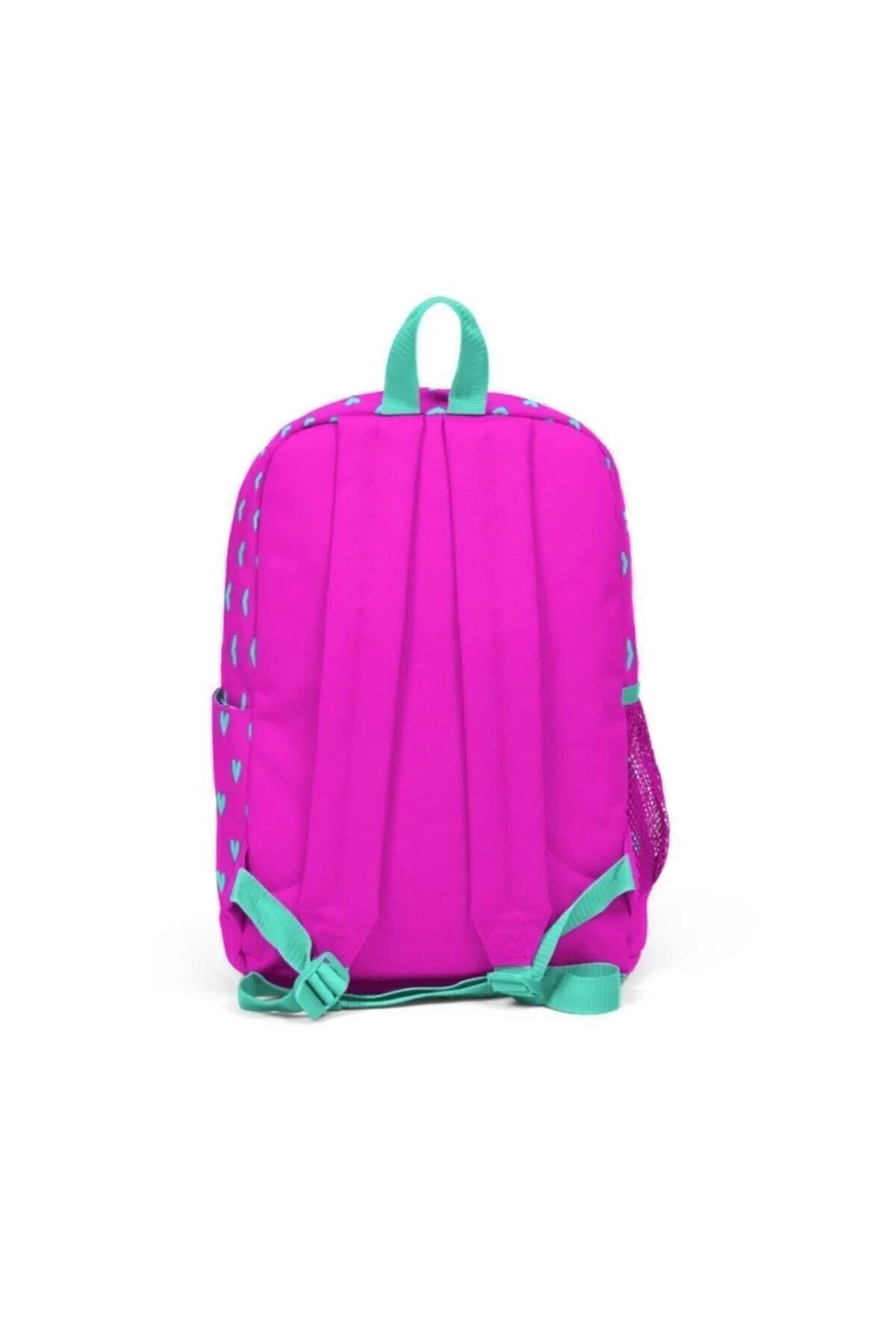 Coral High Kalp Desenli Kız Çocuk Ilkokul Çantası Seti Pembe - Yeşil