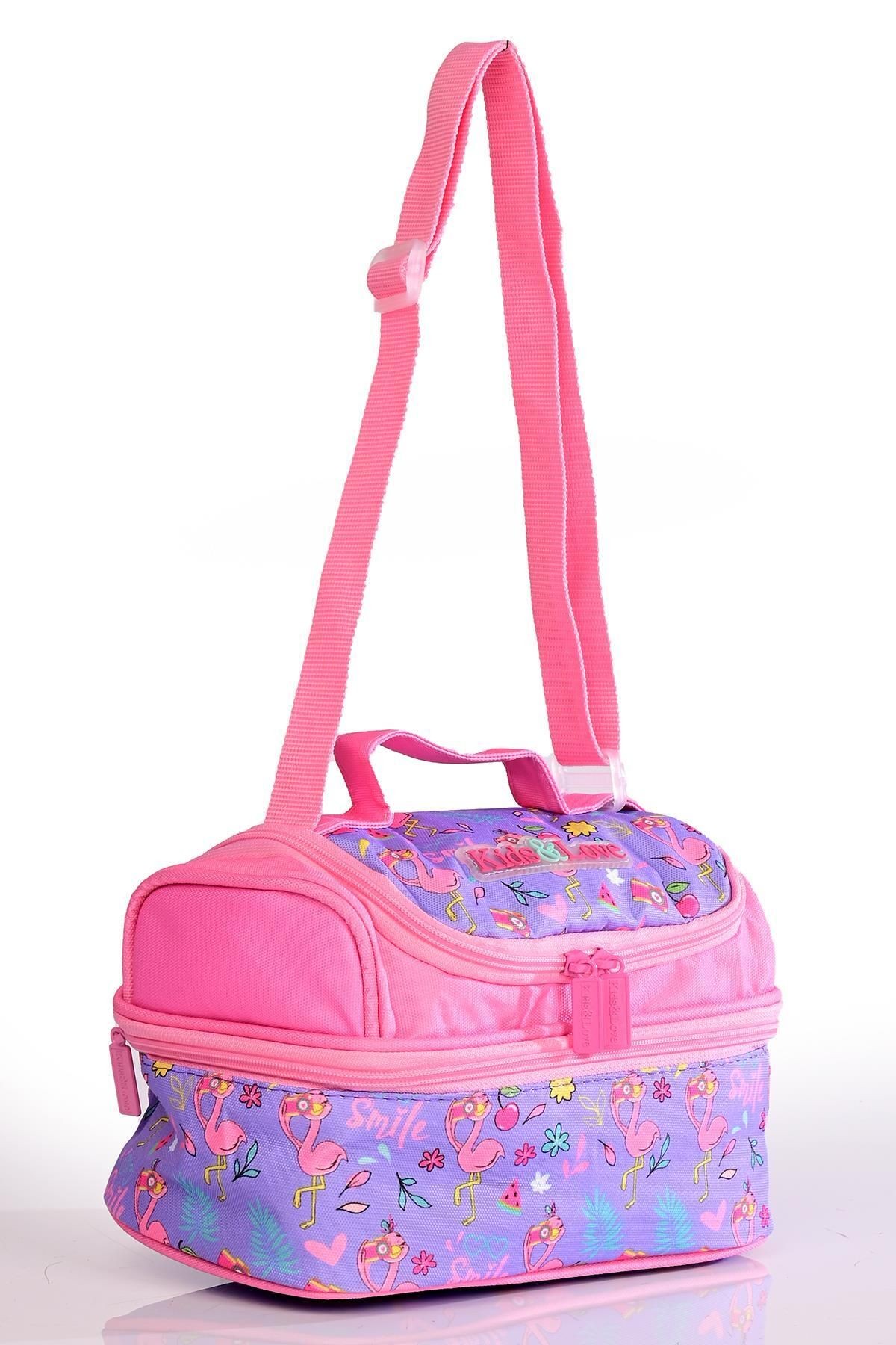 Kıds&Love L5074 Lila Flamingo Okul Sırt Çantası Beslenmeli Set