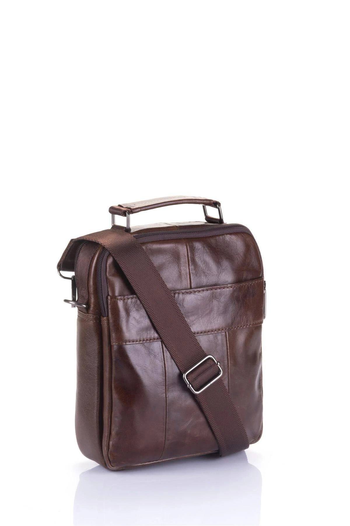 Ççs 31007 Hakiki Deri Uzun Askılı El Çantası Kahverengi