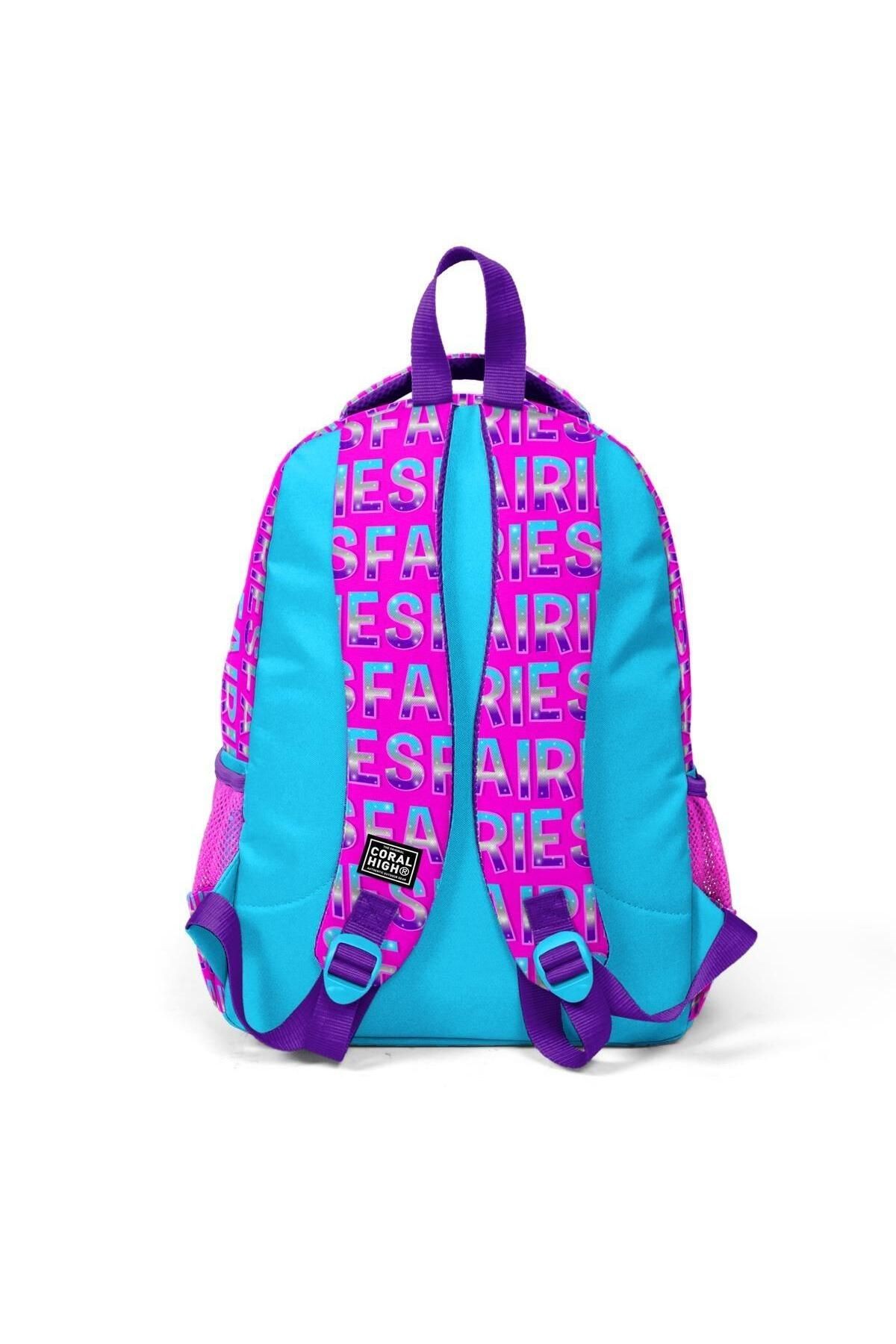 Kids 23484 Pembe Mavi Peri Desenli 3’lü Okul Çanta Seti