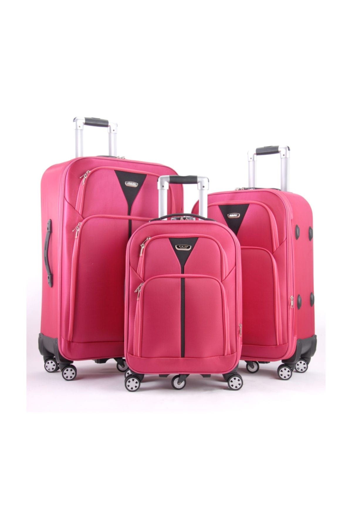 Pembe Unisex 3'Lü Valiz Seti Ccs089Setpembe