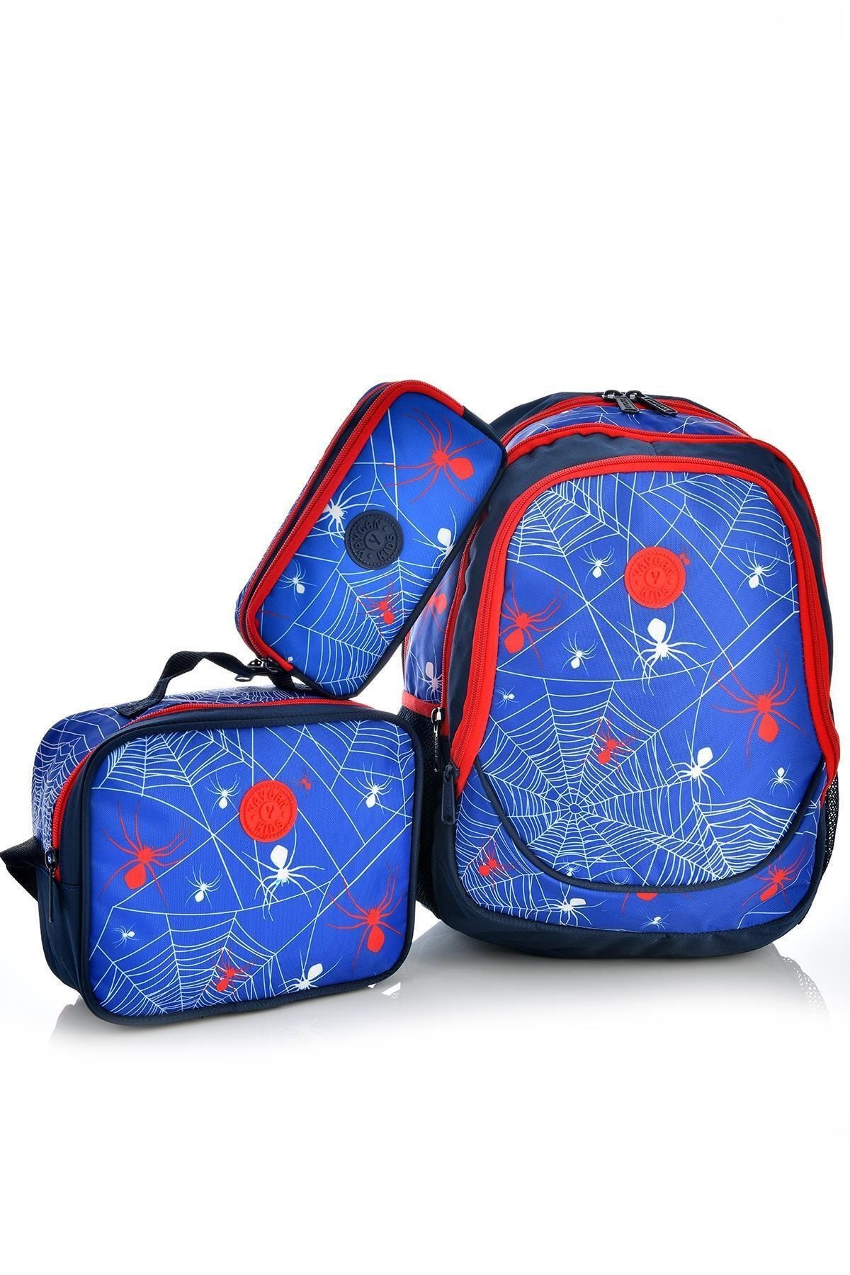 Kids 14374 Örümcek Desenli Okul Sırt Çantası 3'lü Set