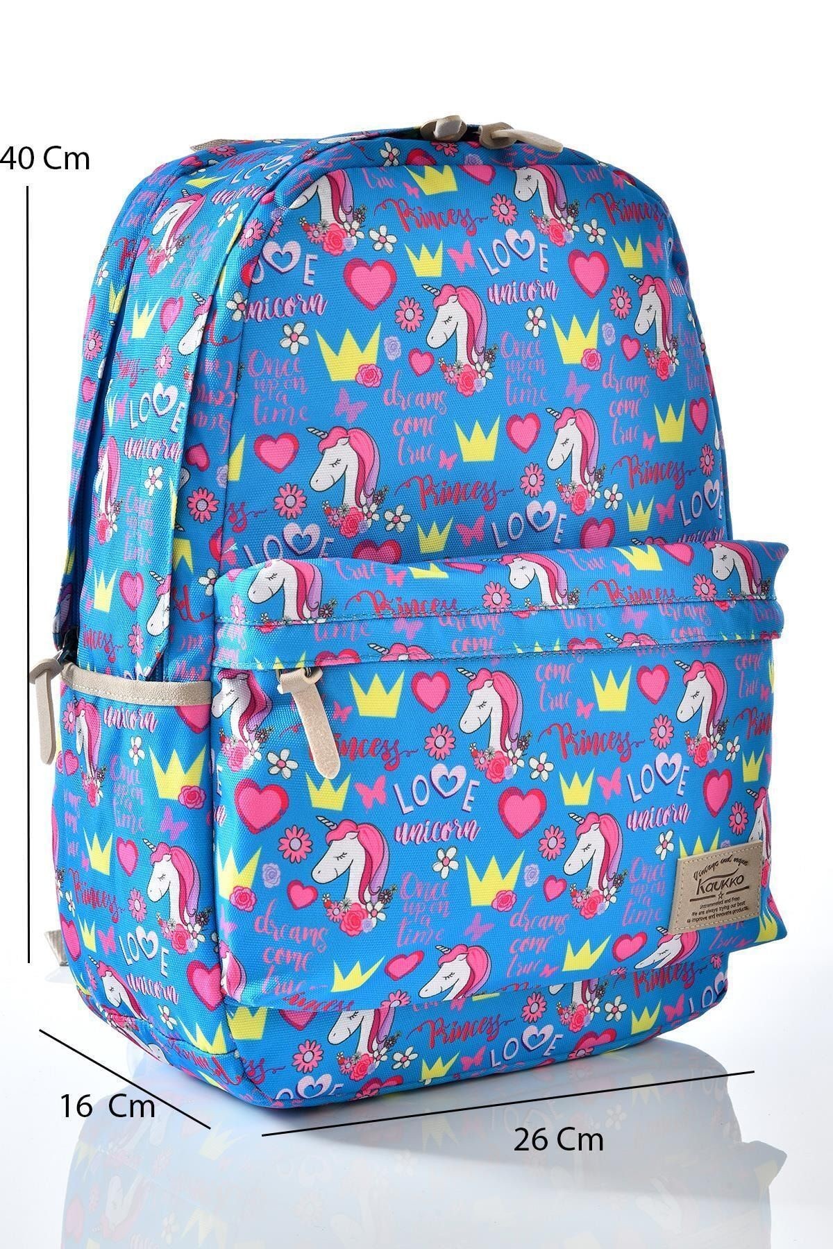 K1123 Unicorn Desenli Kalemlikli Set Okul Sırt Çantası