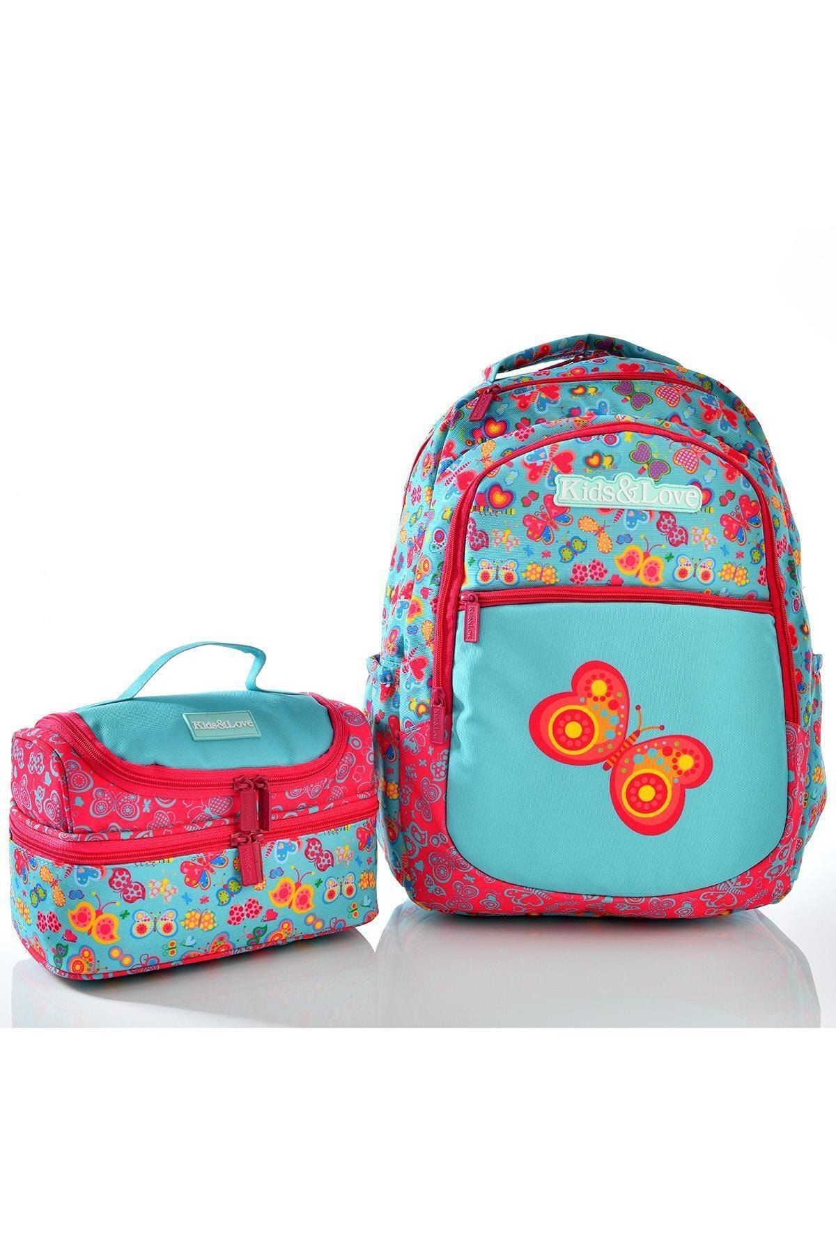 Kids Love Butterfly Sırt Çantası Rubber L5024 Beslenme Çantalı Set