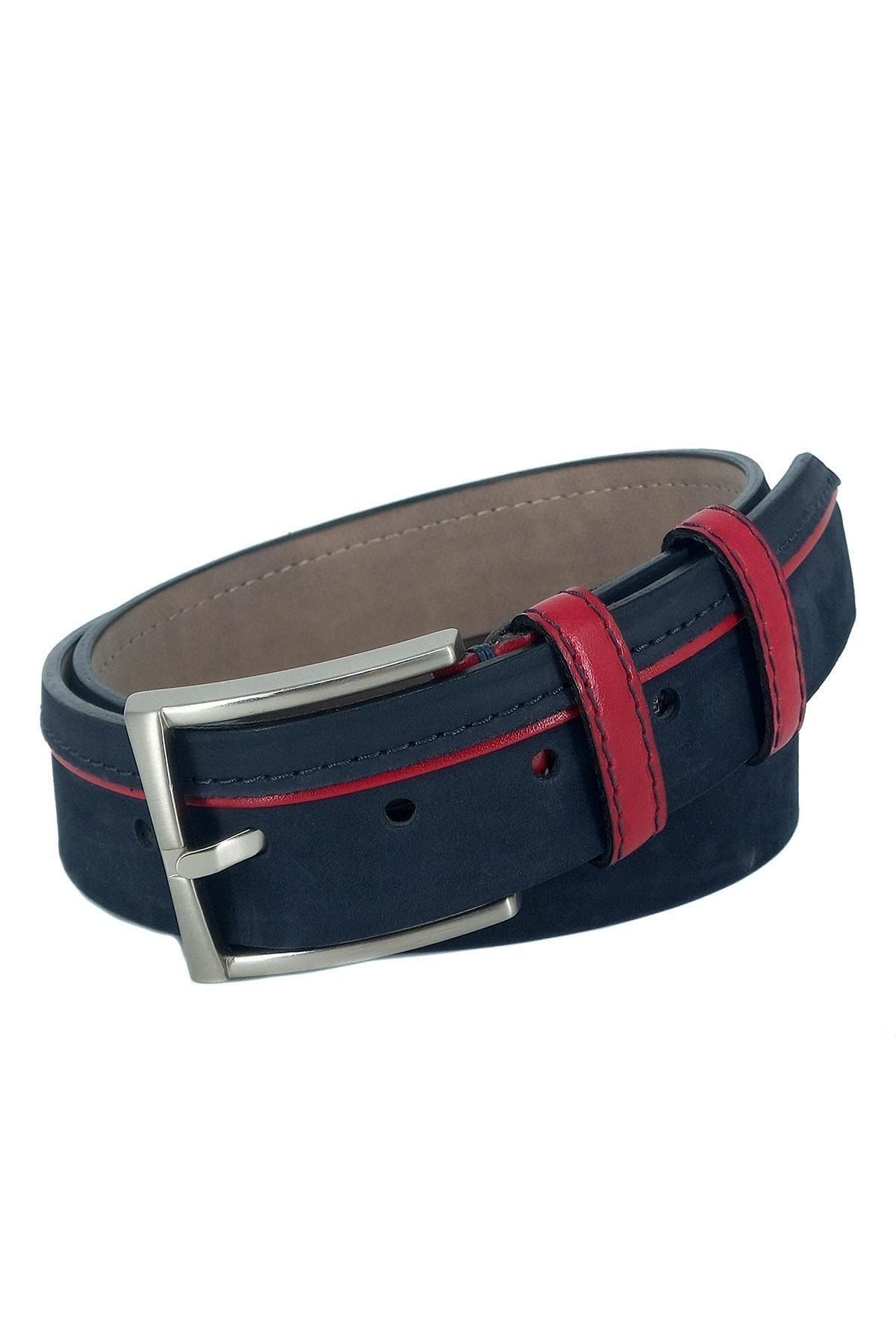 U.s. Polo Assn. Hakiki Deri Erkek Kemeri Lacivert-kırmızı