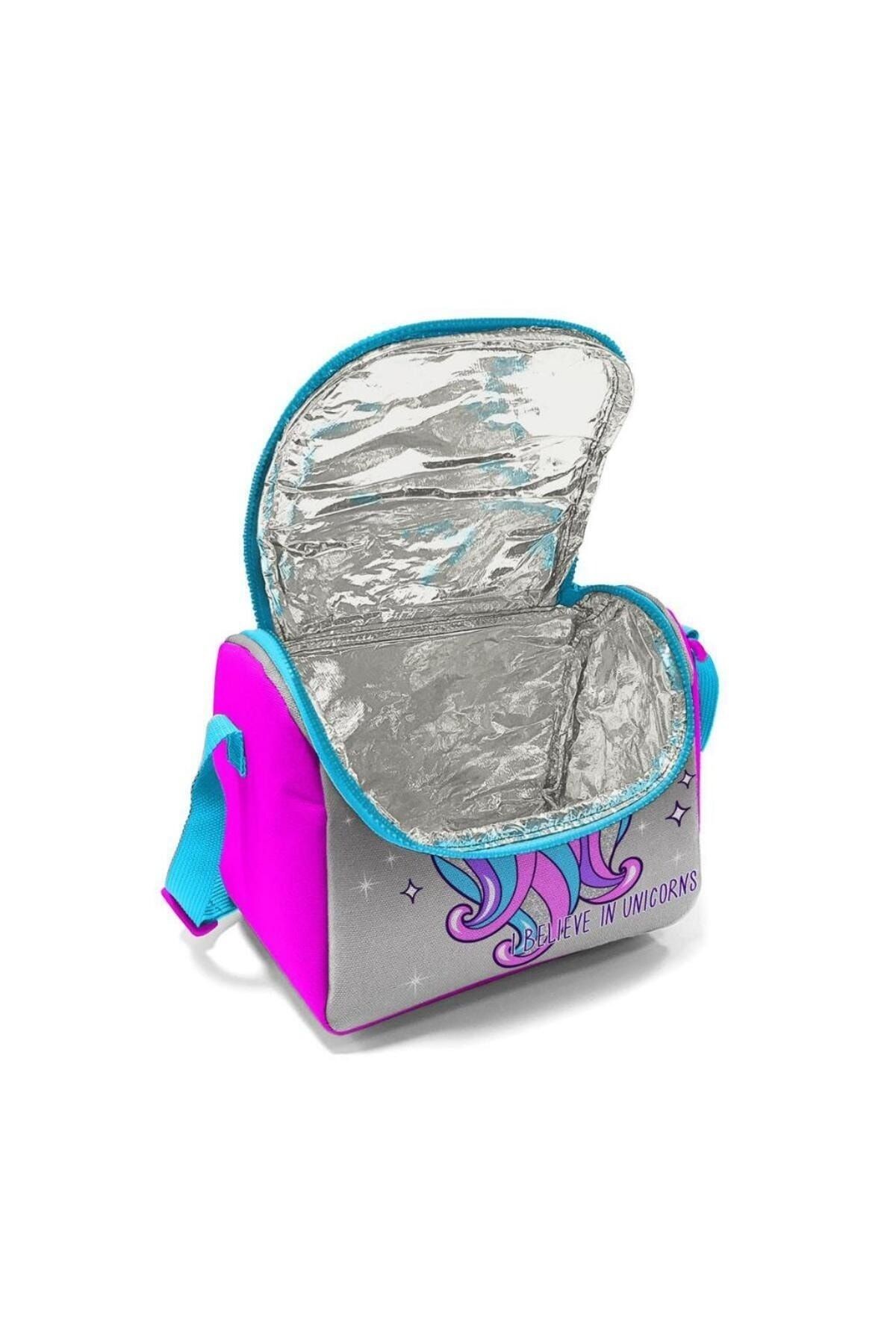 Kids Pembe Gümüş Simli Unicorn Desenli 3’lü Okul Çanta Seti GOSET0114383