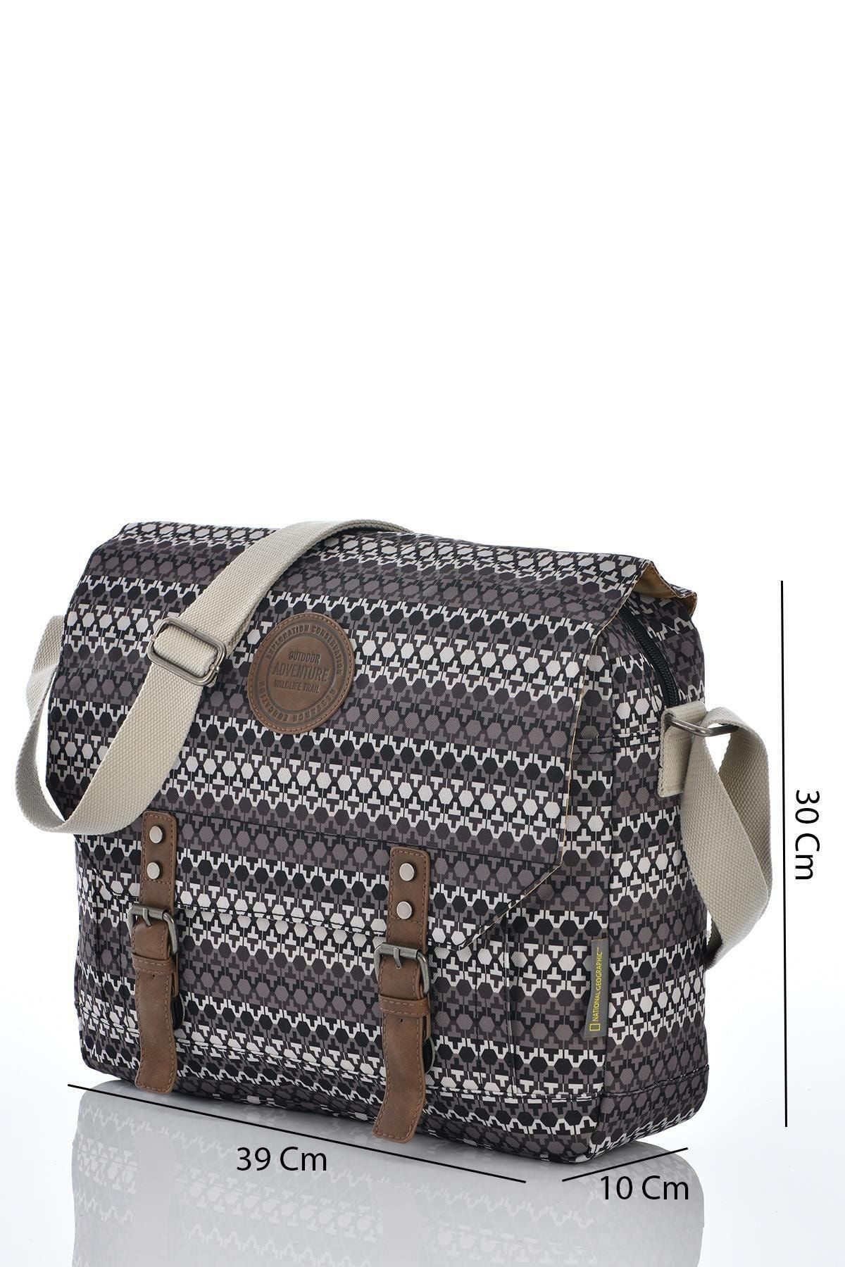 Unisex Siyah Desenli Postacı Çantası N07102.69