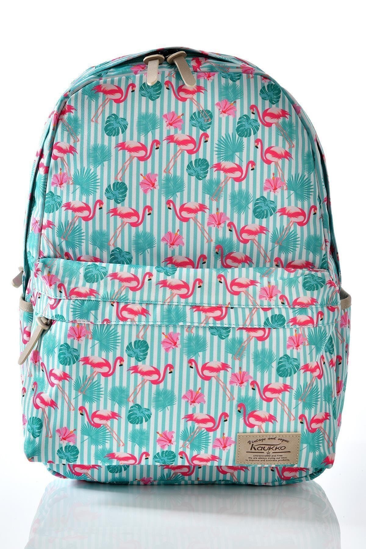 K1128 Flamingo Desenli Kalemlikli Set Okul Sırt Çantası