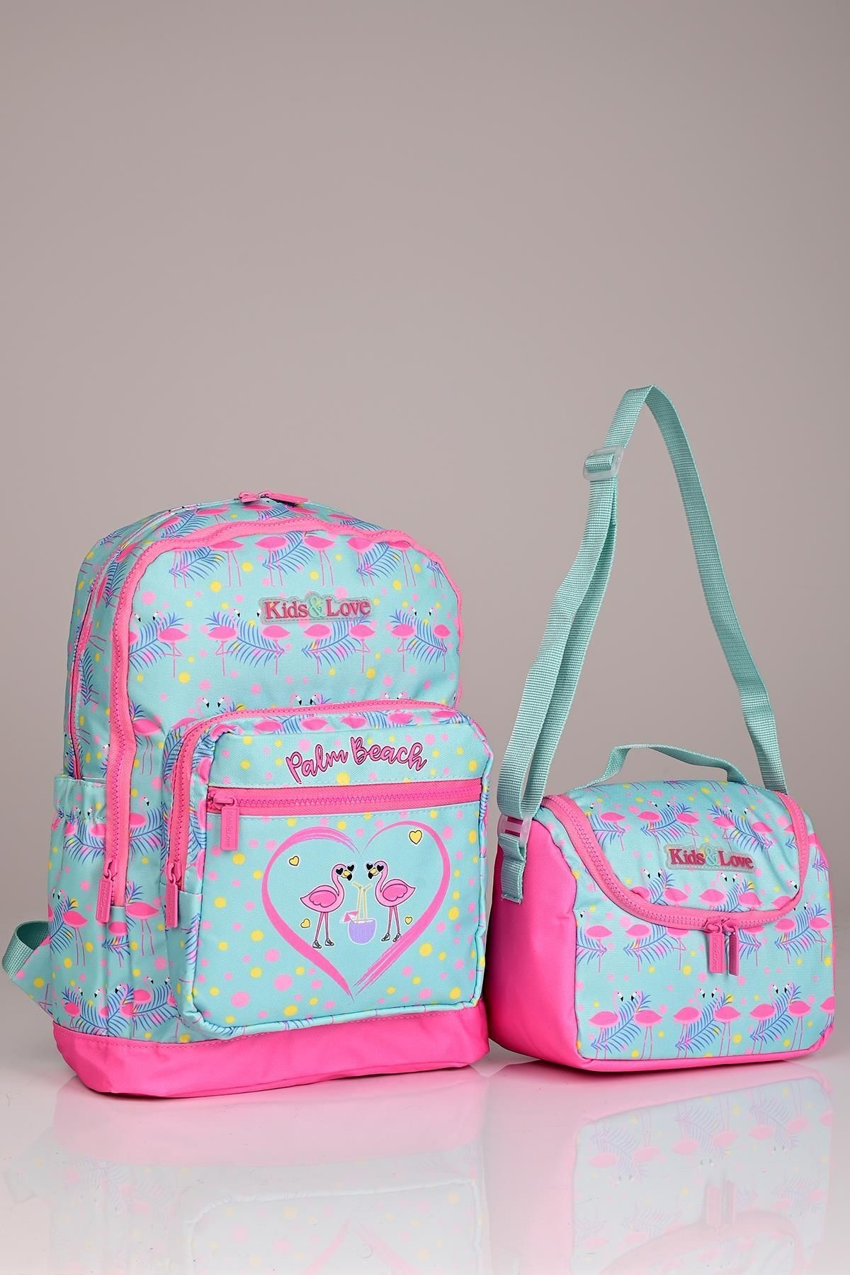 Kıds&Love L5077 Sweet Flamingo Okul Sırt Çantası Beslenmeli Set