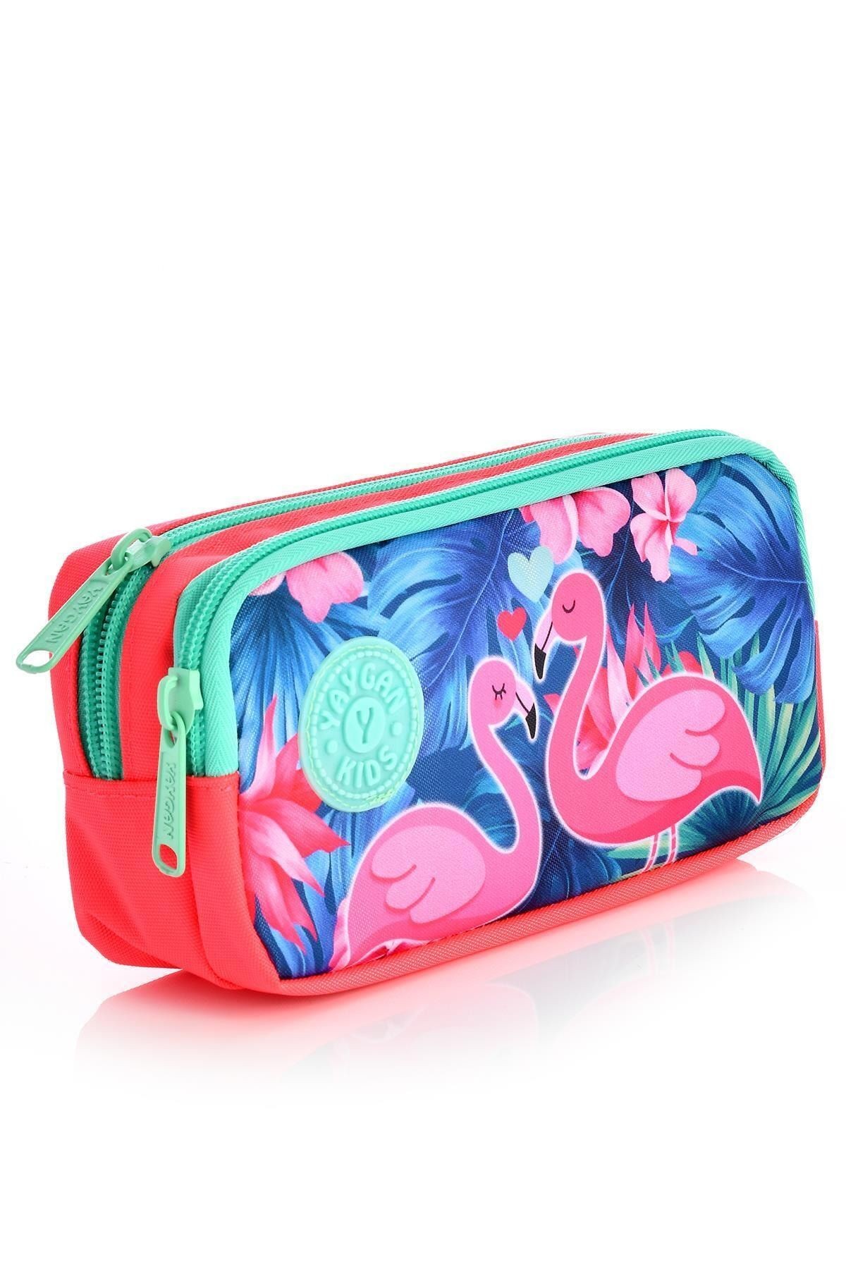 Kids 14377 Flamingo Desenli Okul Sırt Çantası 3'lü Set Pembe