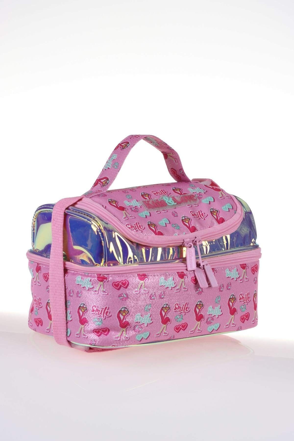 Kids & Love Flamingo Aynalı Simli Beslenme Çantası 24x15x15 (l7066)
