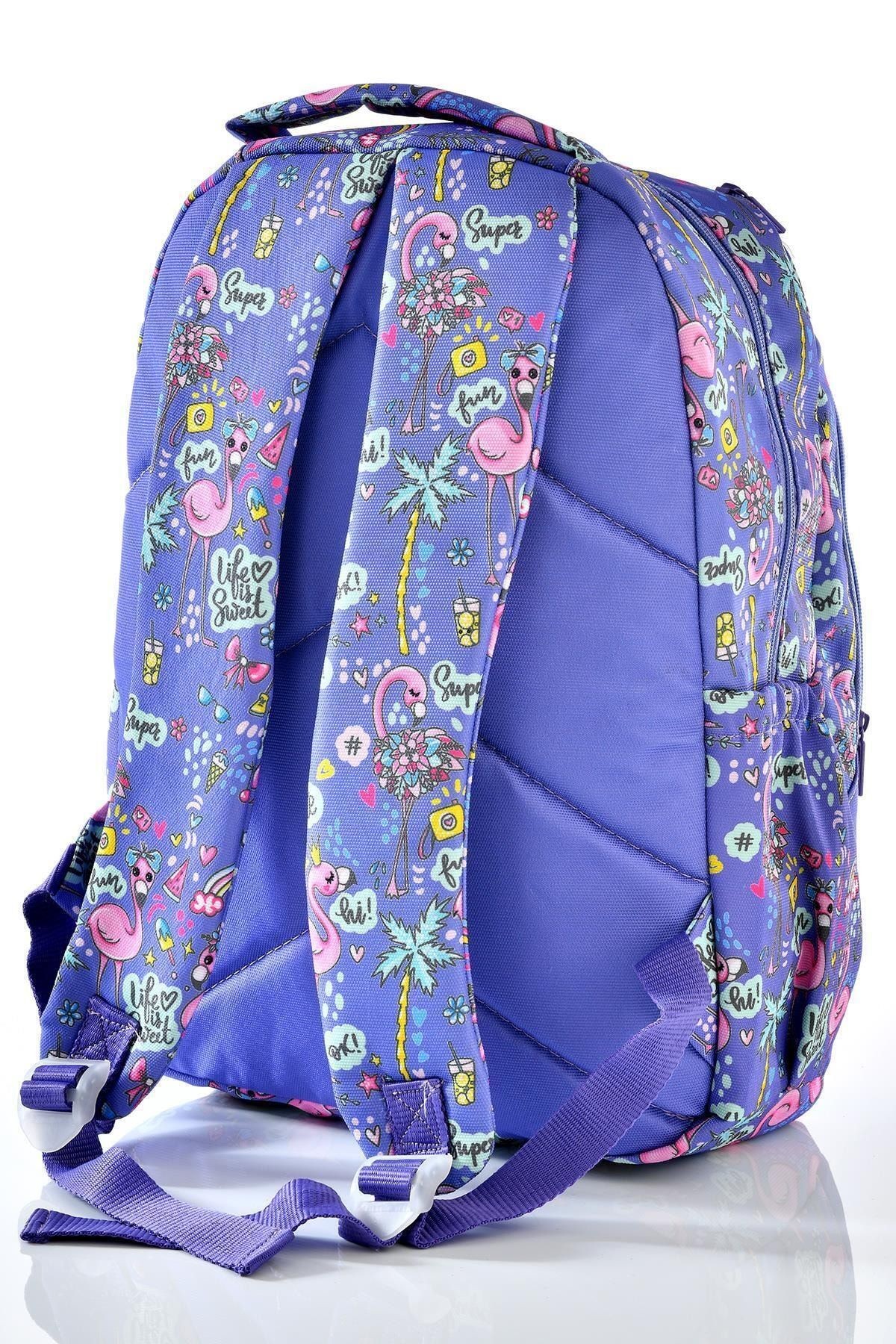 Kıds Love Flamingo Simli Okul Sırt Çantası L5019 Beslenme Çantalı Set
