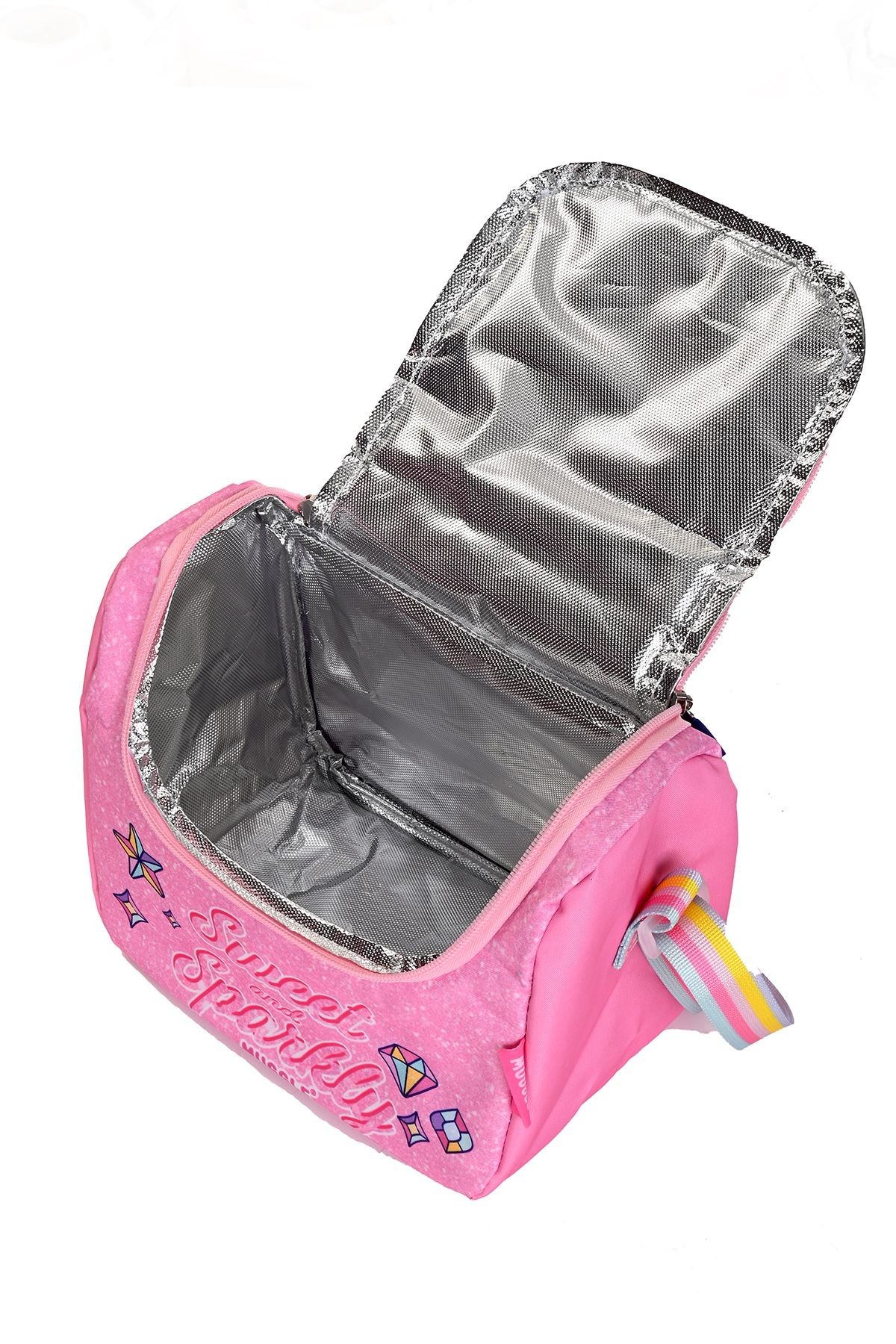 Mu-5796 Pembe Kedi Desenli Okul Çanta Seti 3'lü – Sırt Çantası, Beslenme Çantası ve Kalemlik