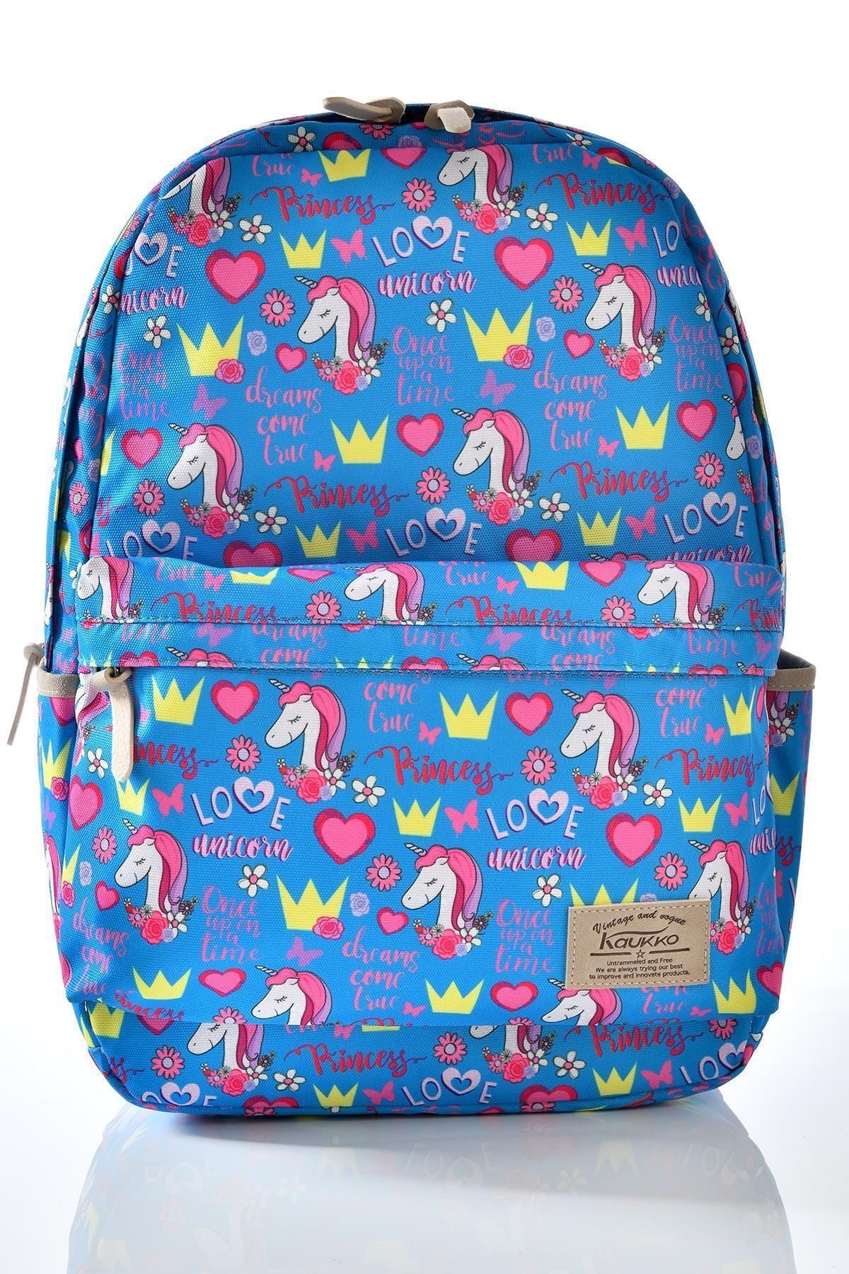 K1123 Unicorn Desenli Kalemlikli Set Okul Sırt Çantası