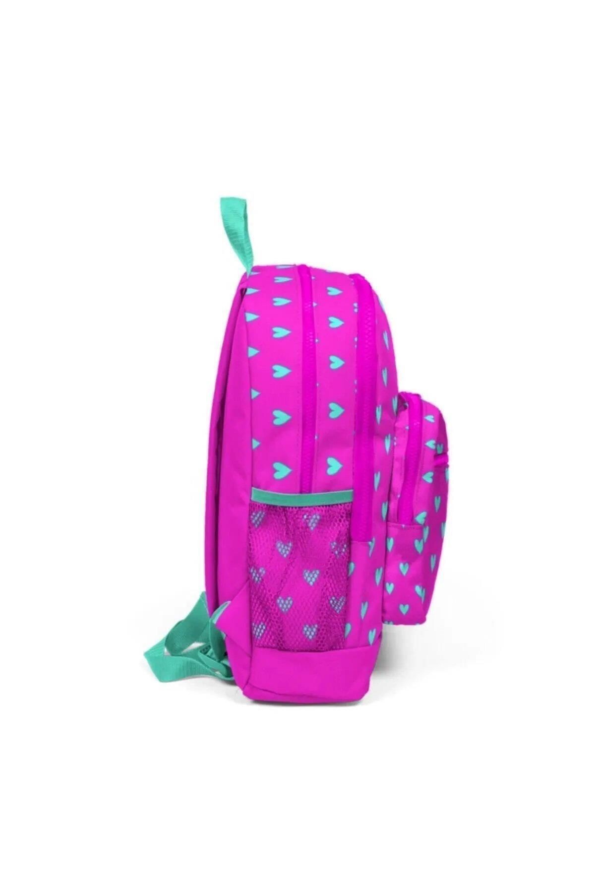 Coral High Kalp Desenli Kız Çocuk Ilkokul Çantası Seti Pembe - Yeşil