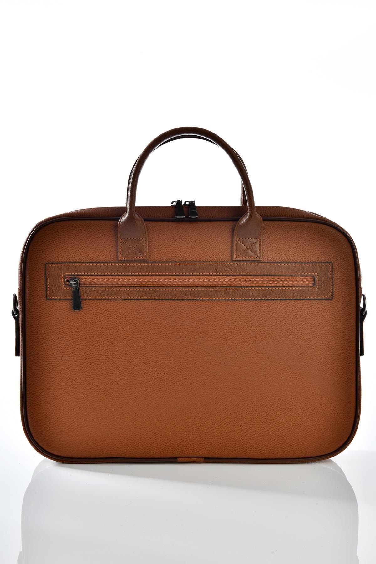 0110 Üst Kalite Laptop Bölmeli Evrak Çantası Taba