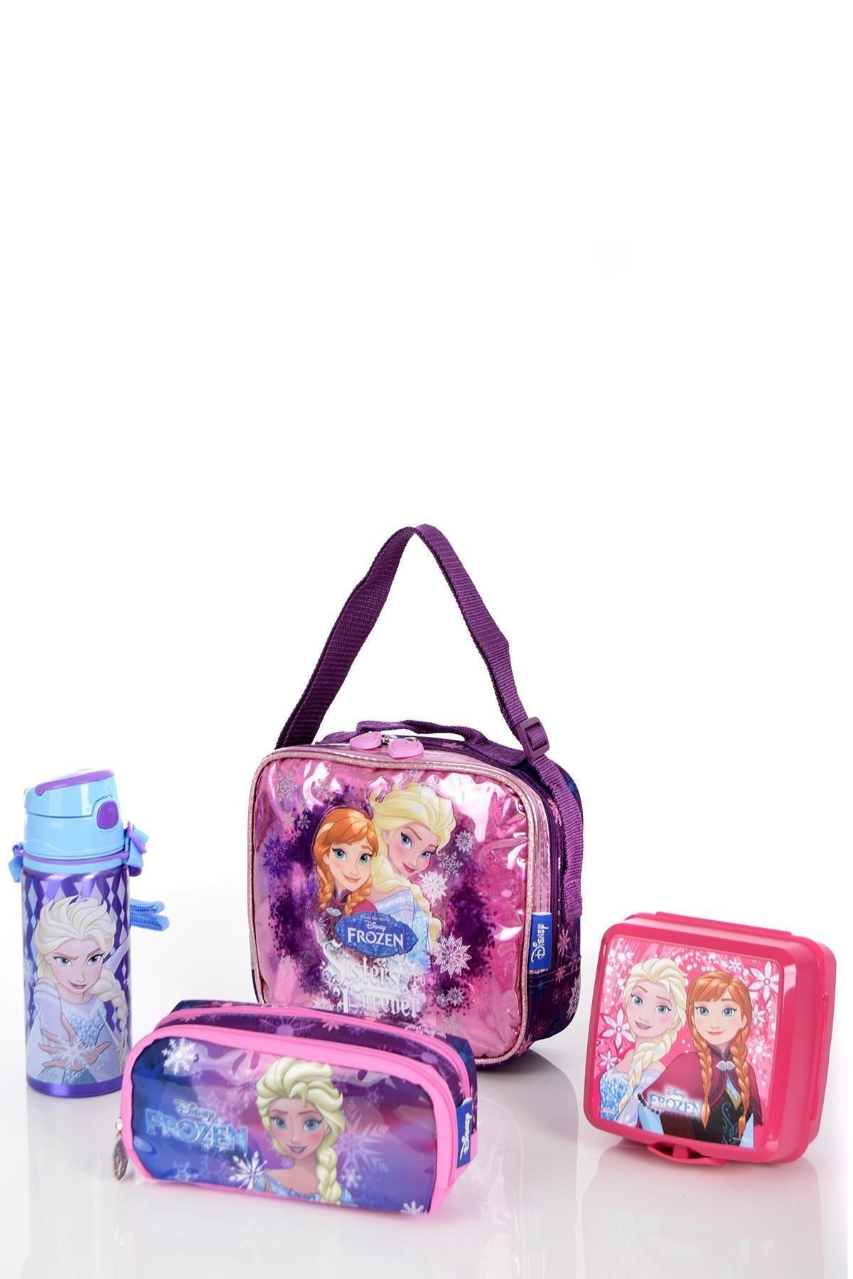 Frozen 87382 Beslenme Çantası, Kalemlik, Çelik Matara Beslenme Kabı Seti