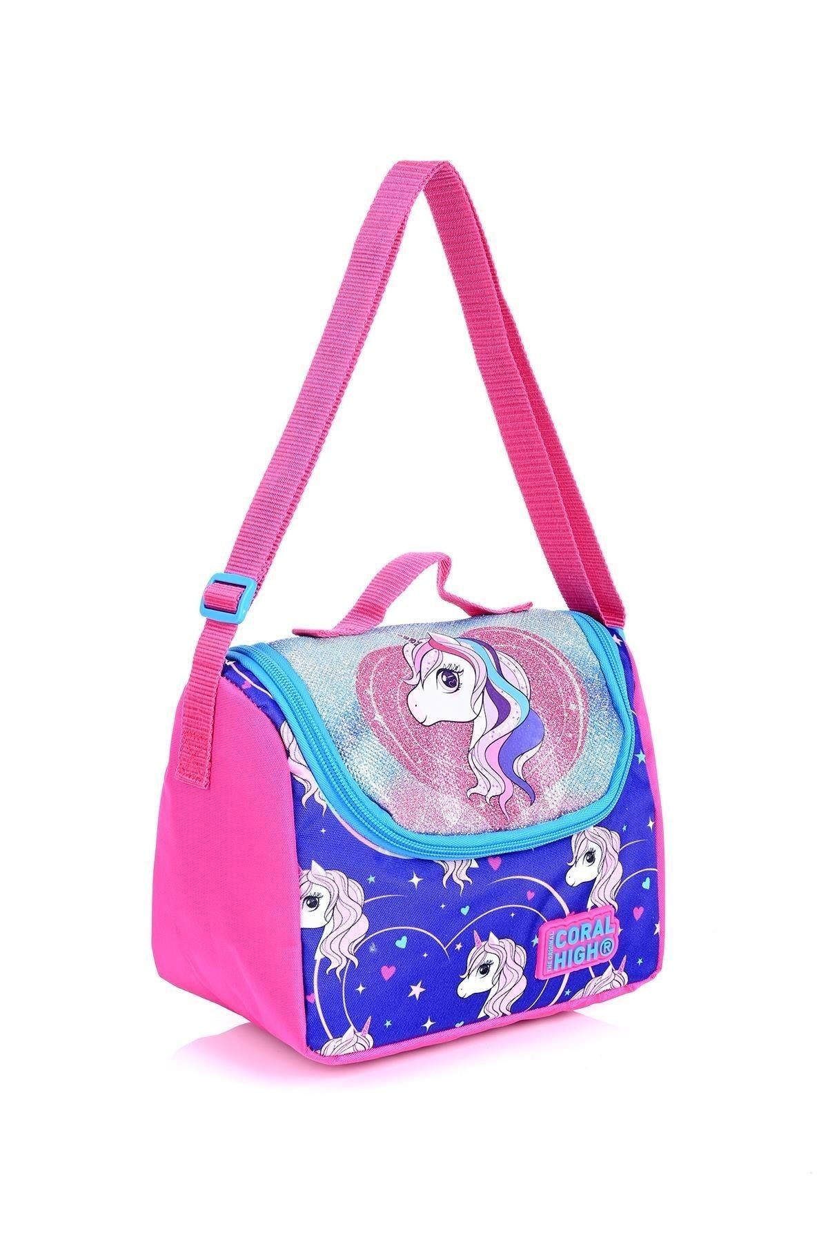 23492 Mor Unicorn Desenli 3' Lü Okul Çantası Seti