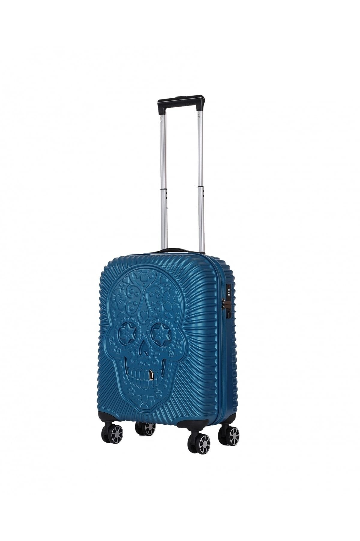 Unisex Mavi Skull Kabin Boy Sert Valiz 5180