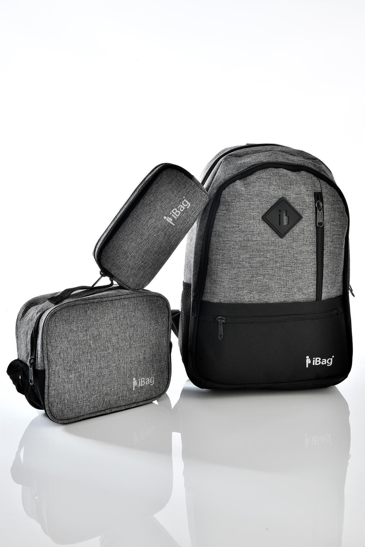 Lidyamed Ibag 14343 Okul Sırt Çantası 3' Lü Set Gri-siyah