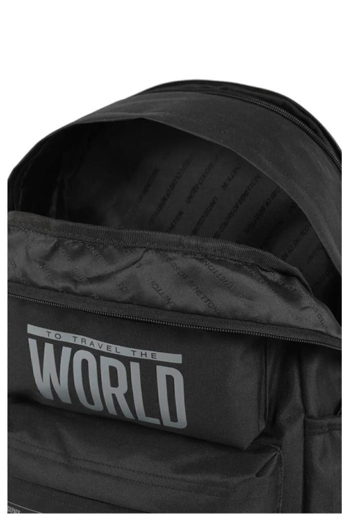 Benetton United Colors Of To Travel The World Siyah Okul Sırt Çantası 03829