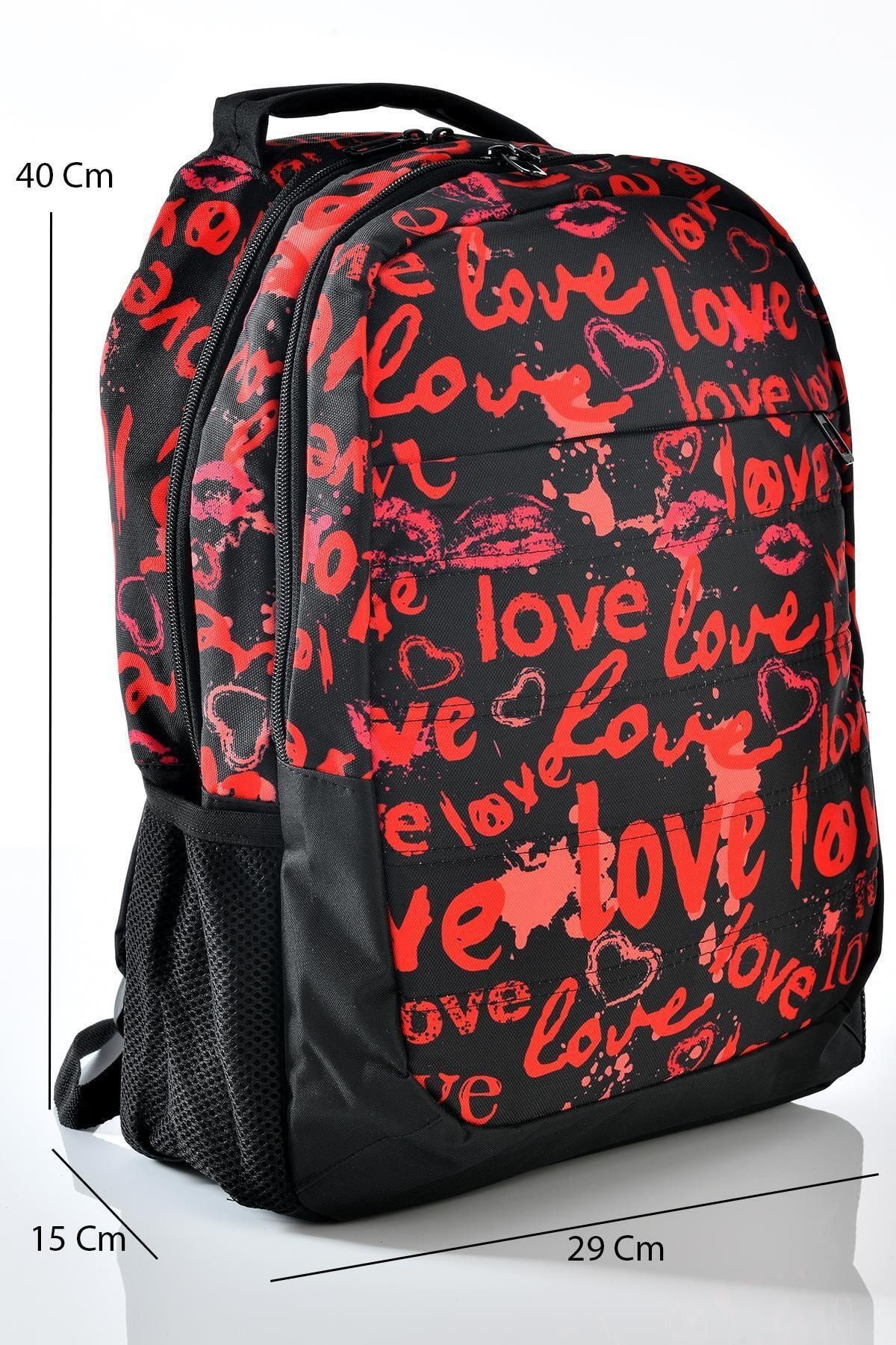 887 Love Desenli Okul Sırt Çantası Kalemlikli Set