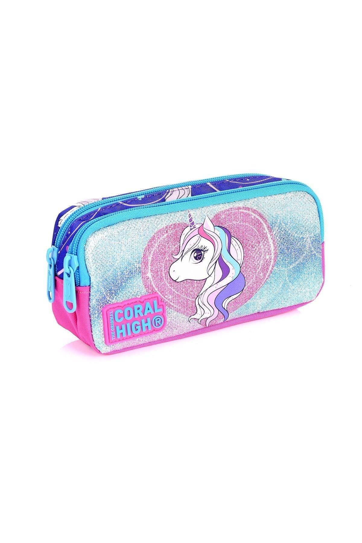 23492 Mor Unicorn Desenli 3' Lü Okul Çantası Seti