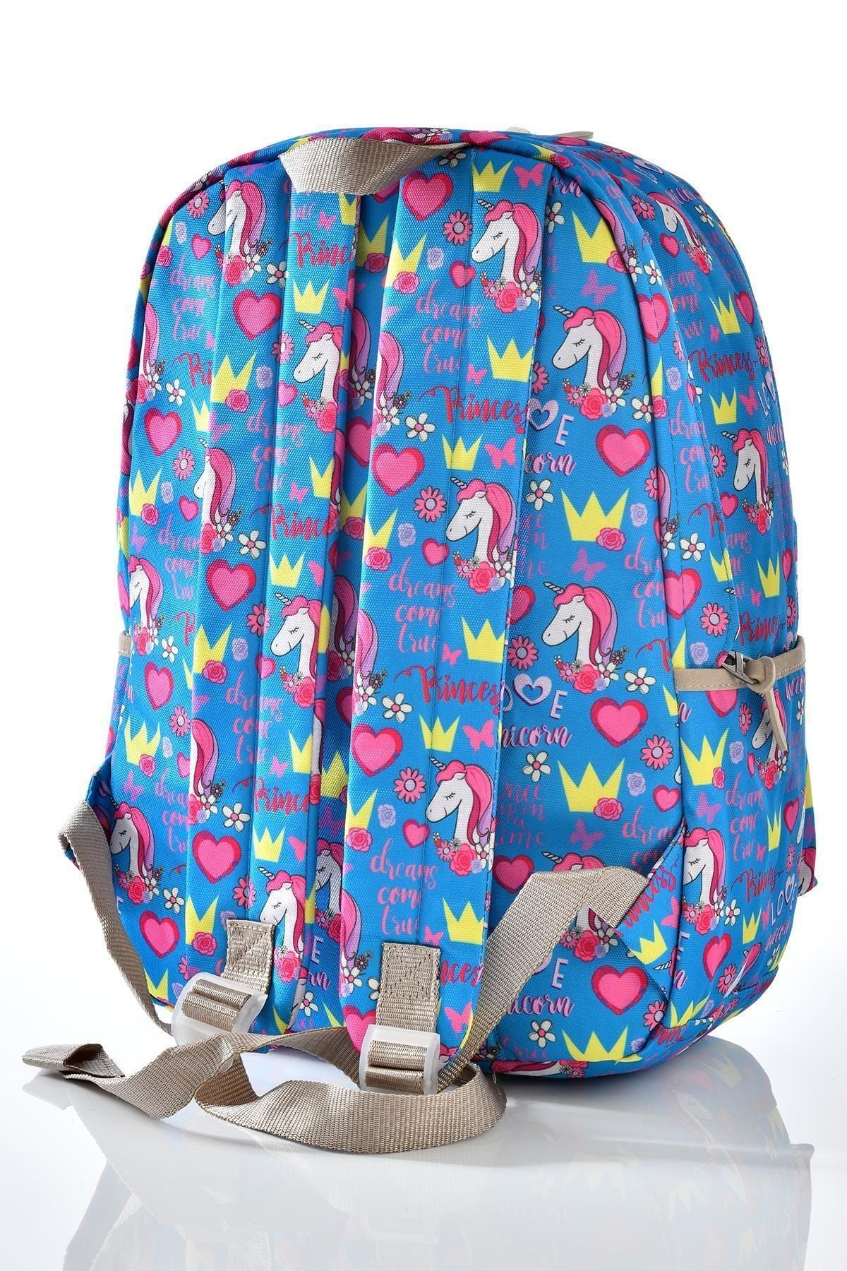 K1123 Unicorn Desenli Kalemlikli Set Okul Sırt Çantası