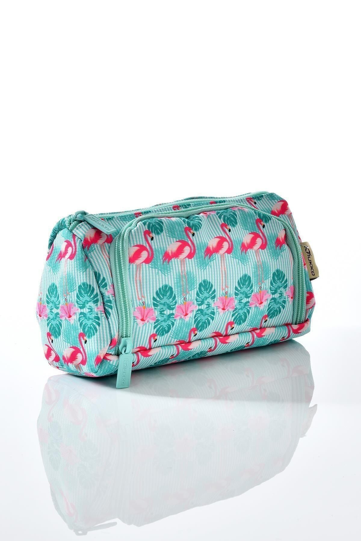 K1128 Flamingo Desenli Kalemlikli Set Okul Sırt Çantası