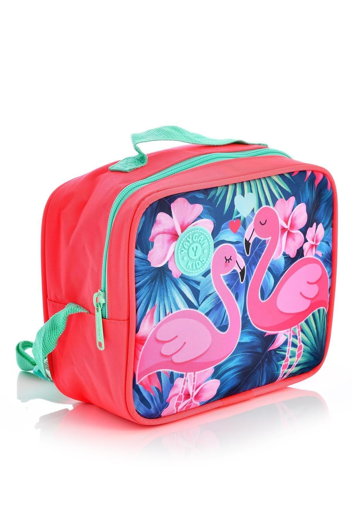 Kids 14377 Flamingo Desenli Okul Sırt Çantası 3'lü Set Pembe