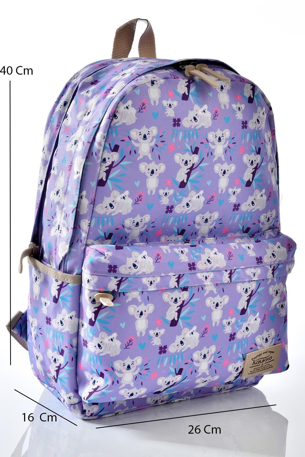 K1125 Koala Desenli Kalemlikli Set Okul Sırt Çantası