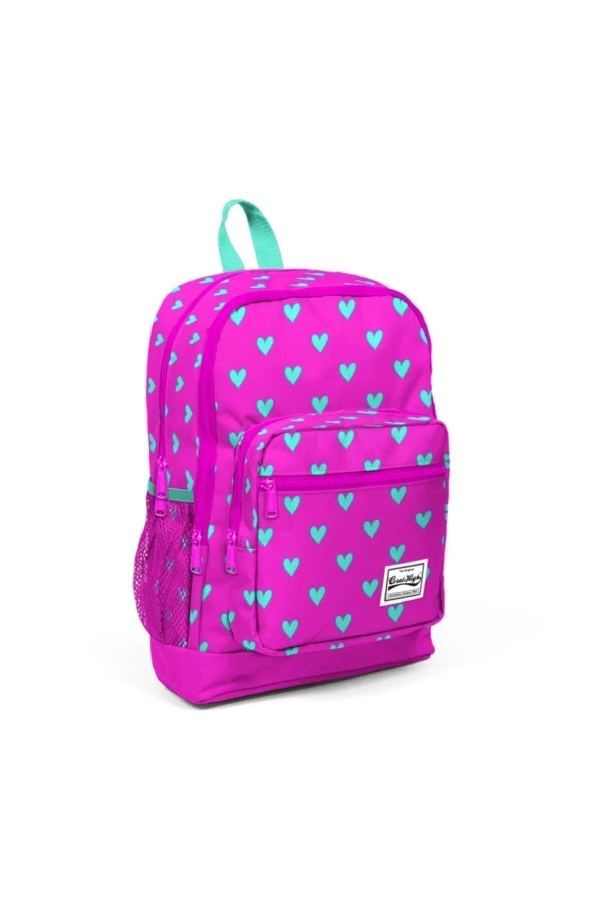 Coral High Kalp Desenli Kız Çocuk Ilkokul Çantası Seti Pembe - Yeşil