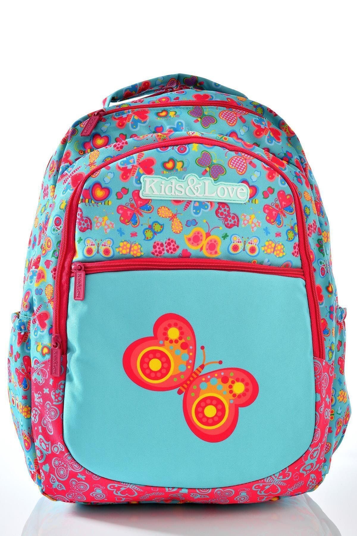 Kids Love Butterfly Sırt Çantası Rubber L5024 Beslenme Çantalı Set