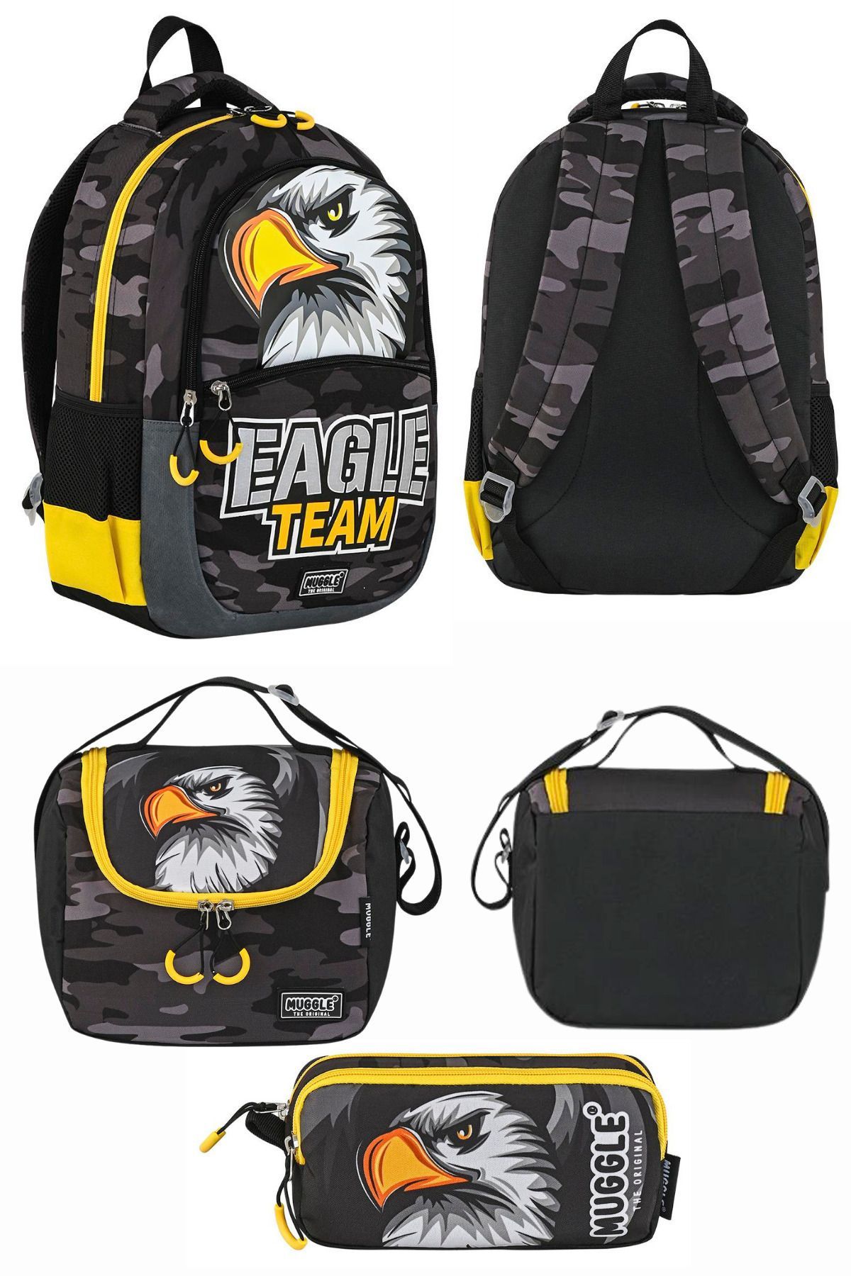 Üç Bölmeli İlkokul Çantası Eagle Koleksiyonu Beslenme Çantası Kalem Çantası