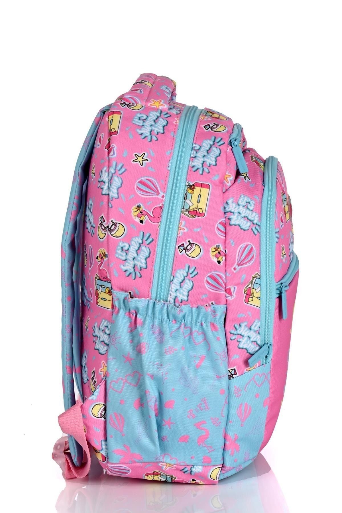 Kids Love Pink Flamingo Sırt Çantası L5072 Beslenme Çantalı Set