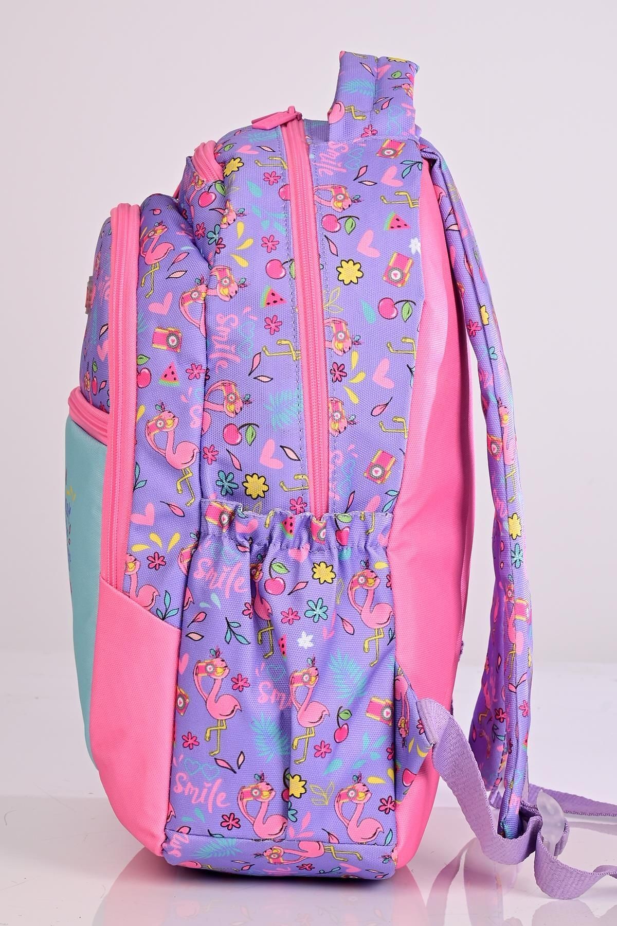 Kıds&Love L5074 Lila Flamingo Okul Sırt Çantası Beslenmeli Set