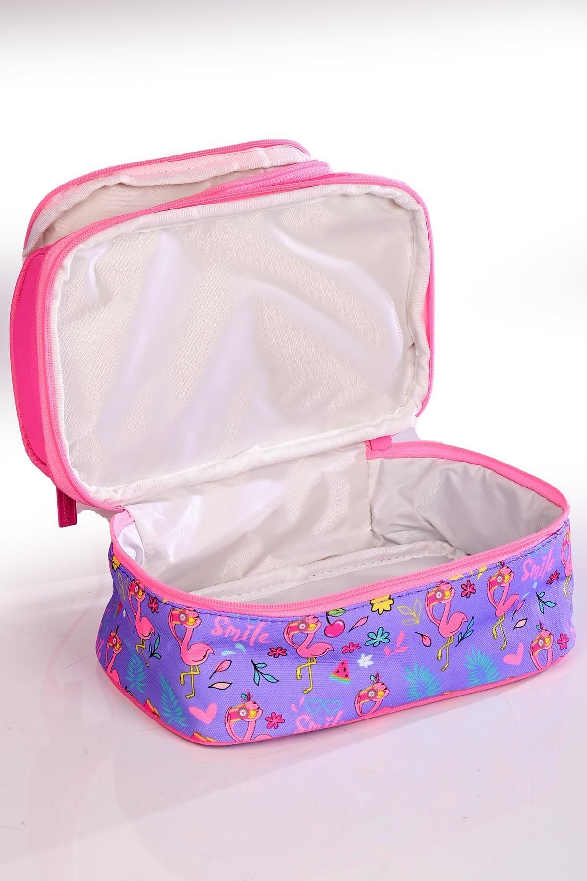 Kıds&Love L5074 Lila Flamingo Okul Sırt Çantası Beslenmeli Set