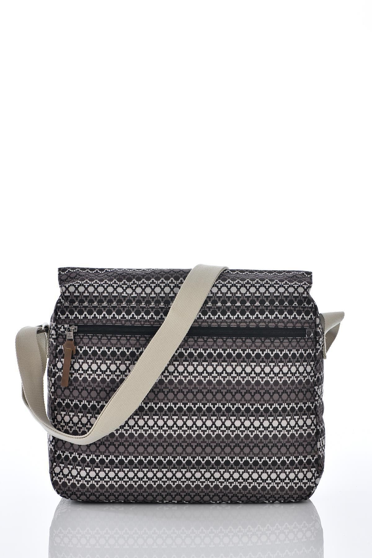 Unisex Siyah Desenli Postacı Çantası N07102.69