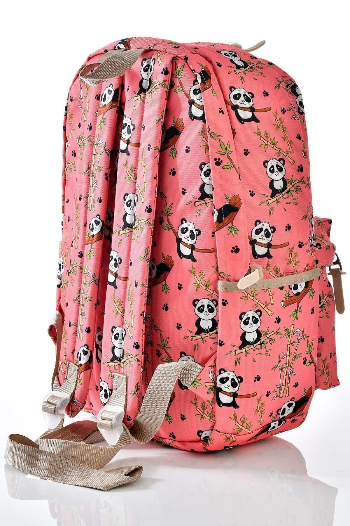 K1122 Panda Desenli Kalemlikli Set Okul Sırt Çantası
