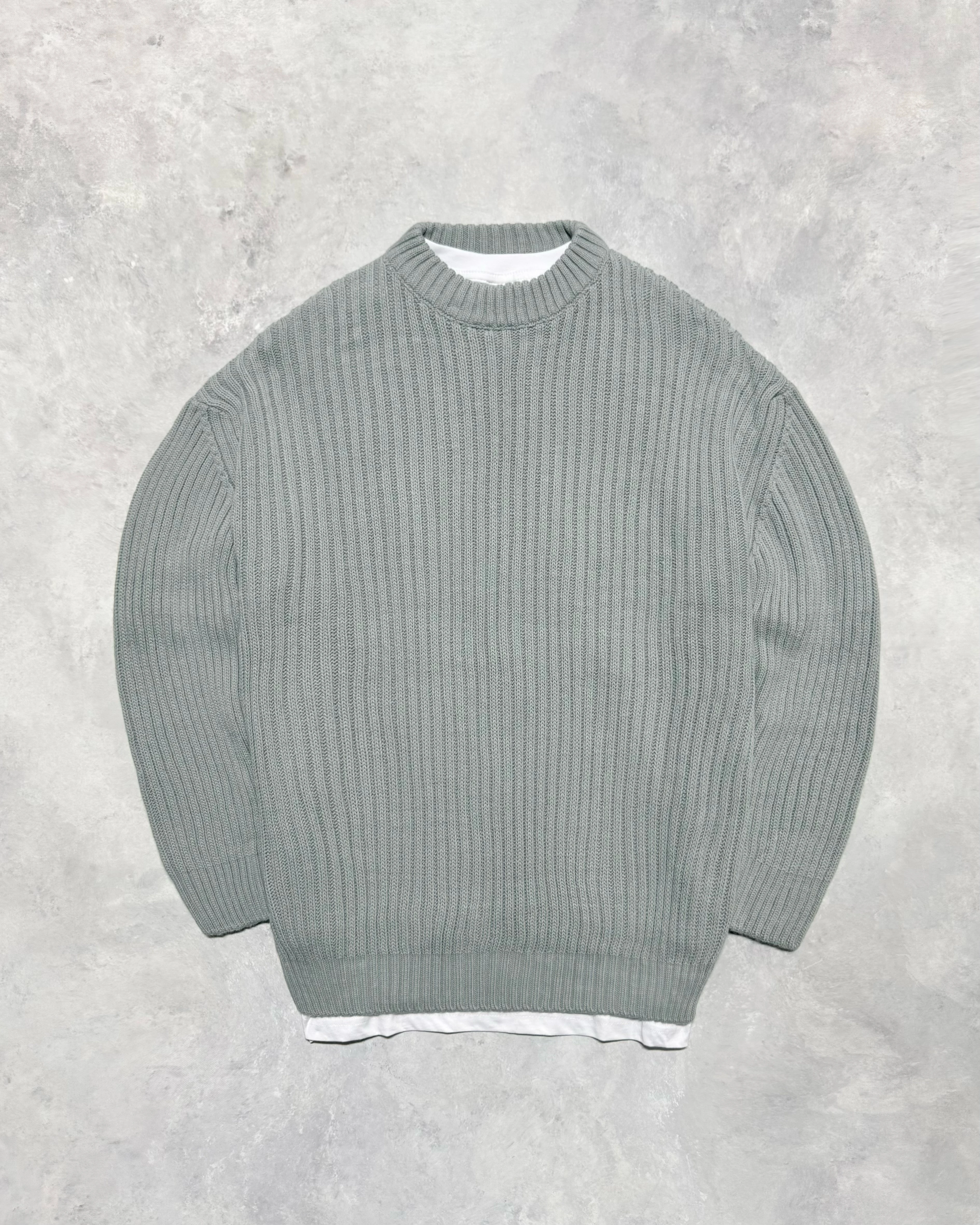 Premium Bisiklet Yaka Şeritli Kazak - Antrasit