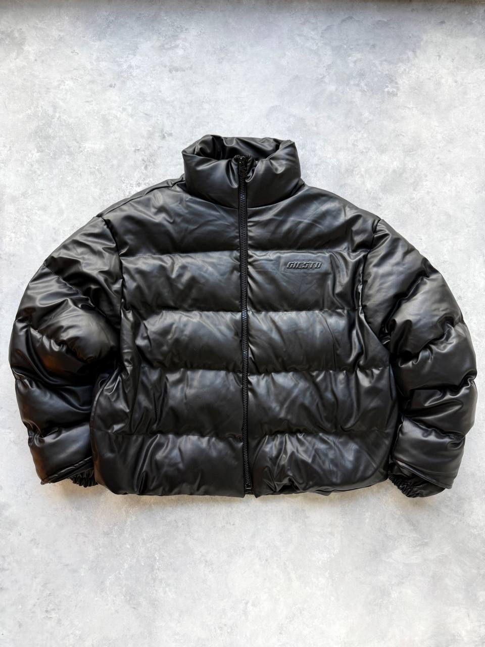 Premium Oversize Suni Deri Mont - Siyah