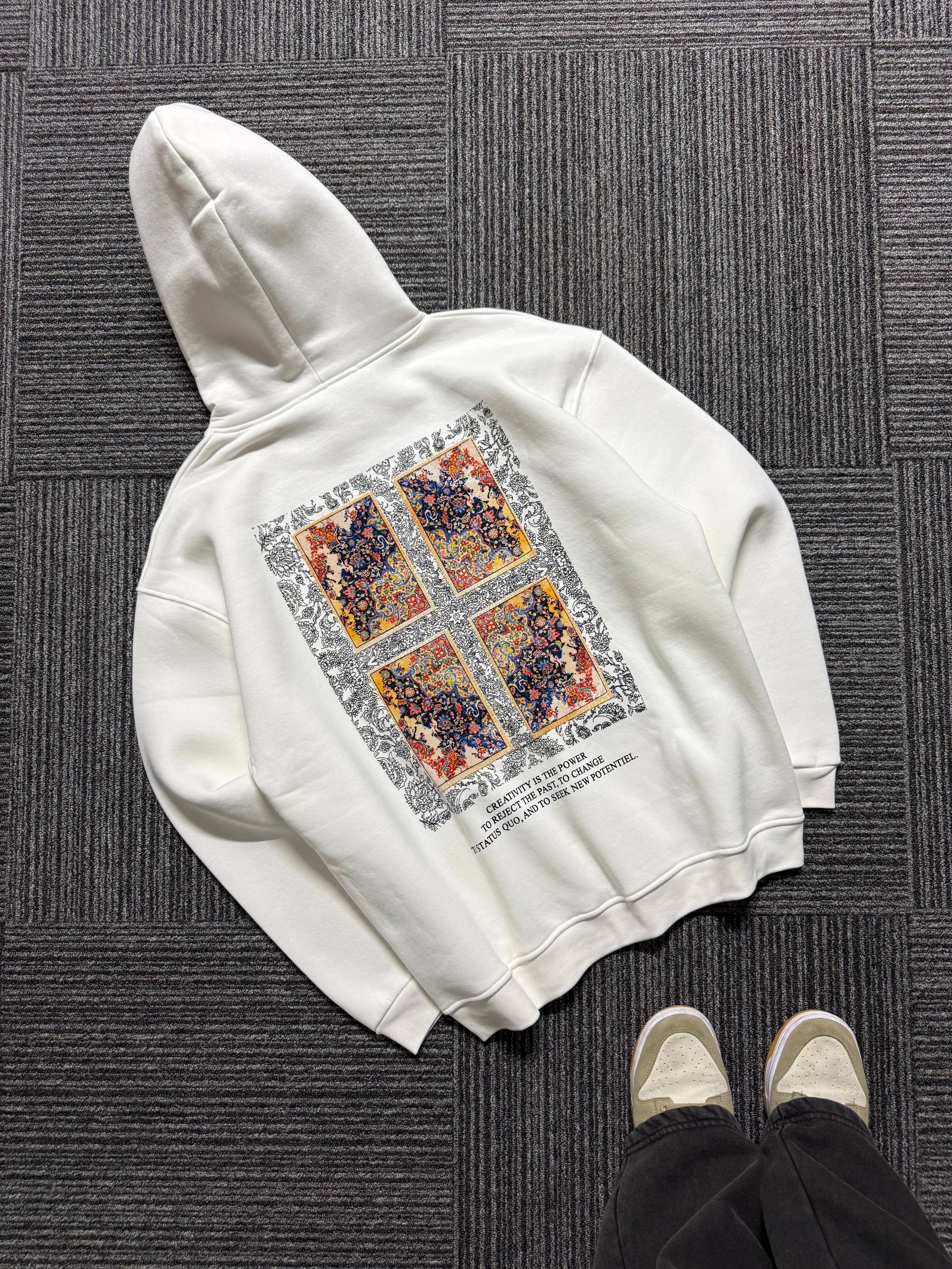 Premium Sweatshirt - Art Mosaic - Beyaz