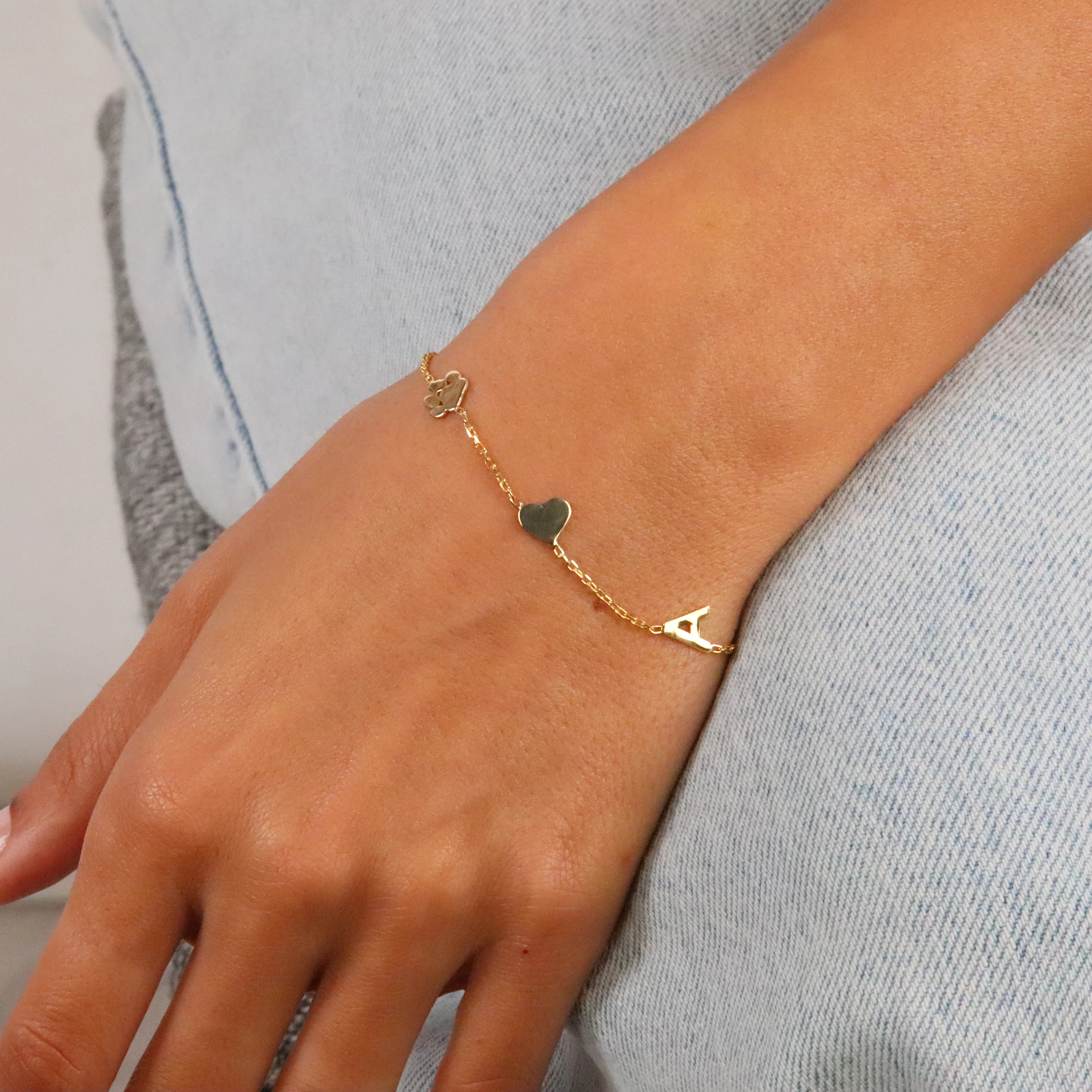 Harf Obje Gümüş Bileklik