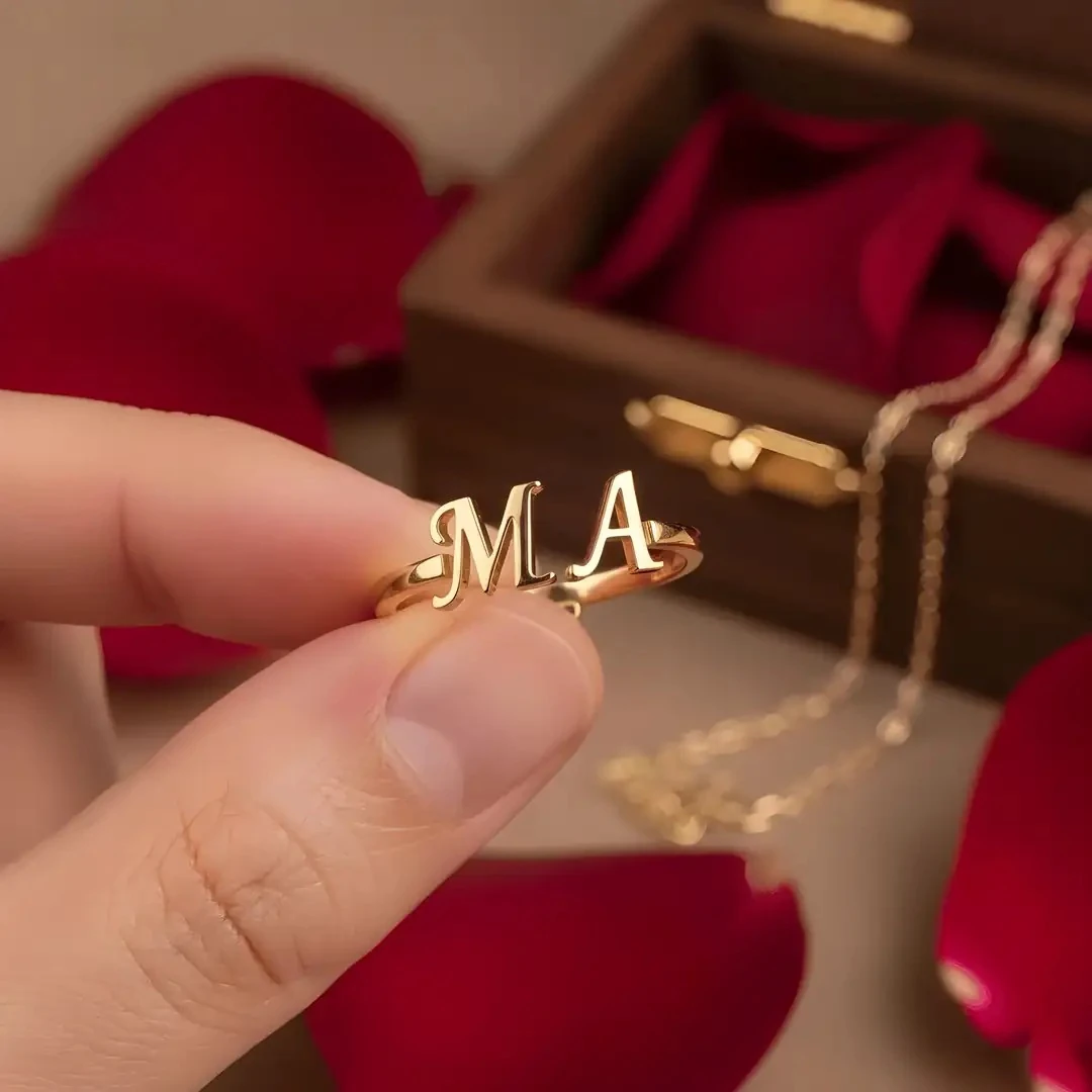 Çift Harf Gümüş Yüzük 2 image