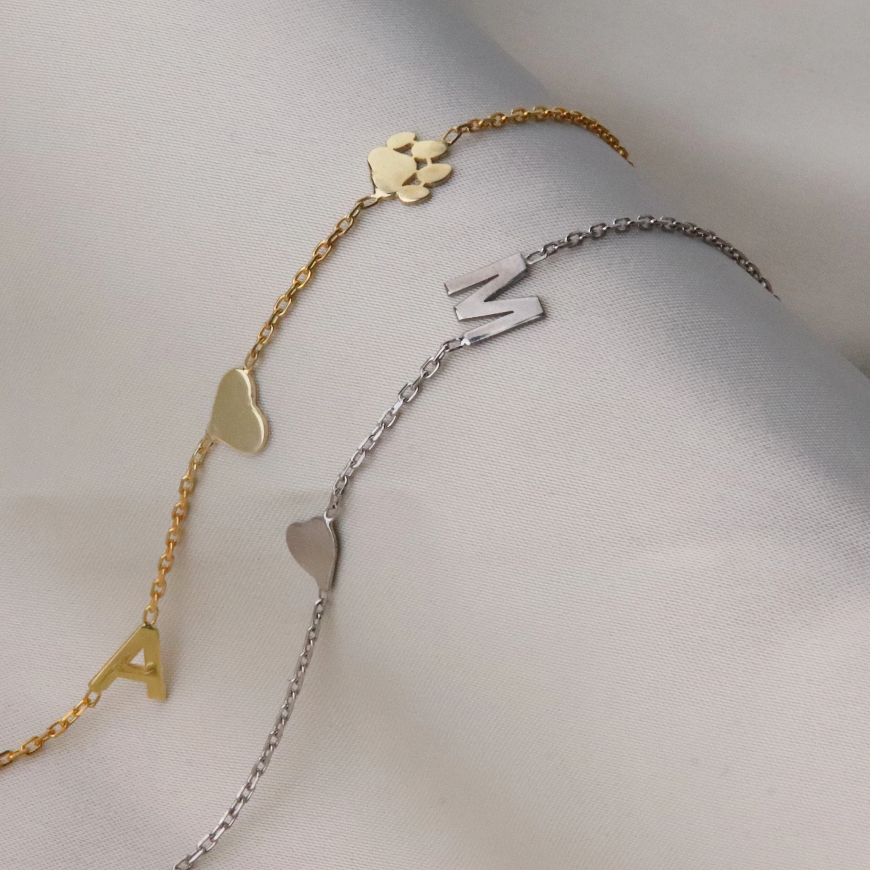 Harf Obje Gümüş Bileklik image