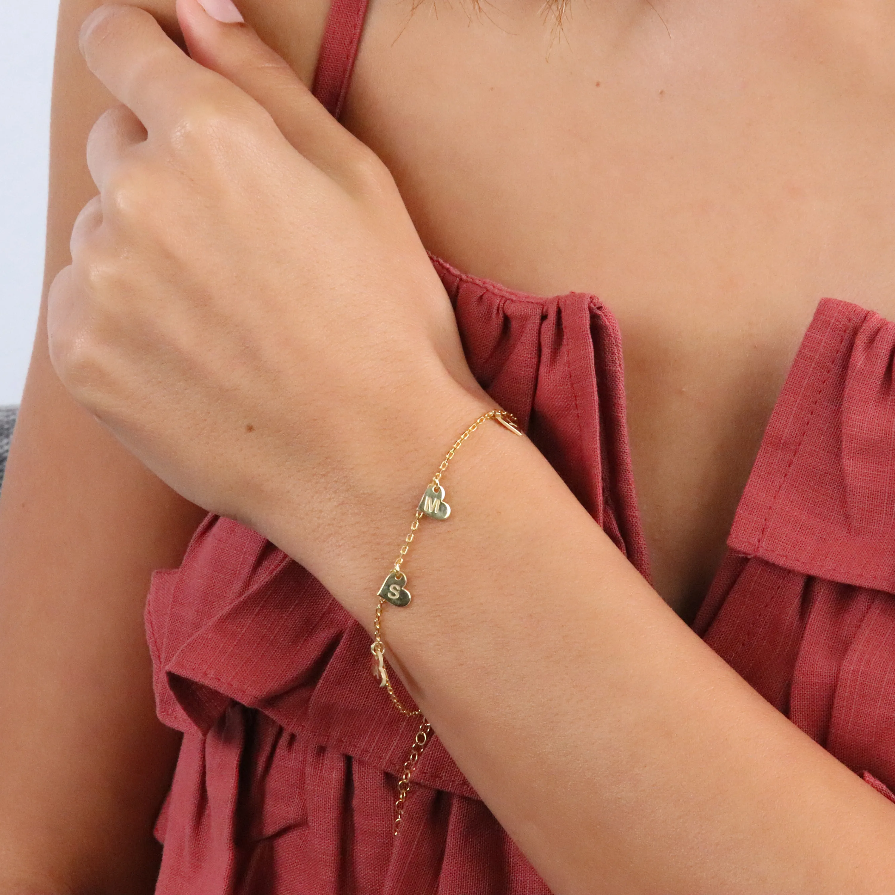 Harf Kalp Gümüş Bileklik