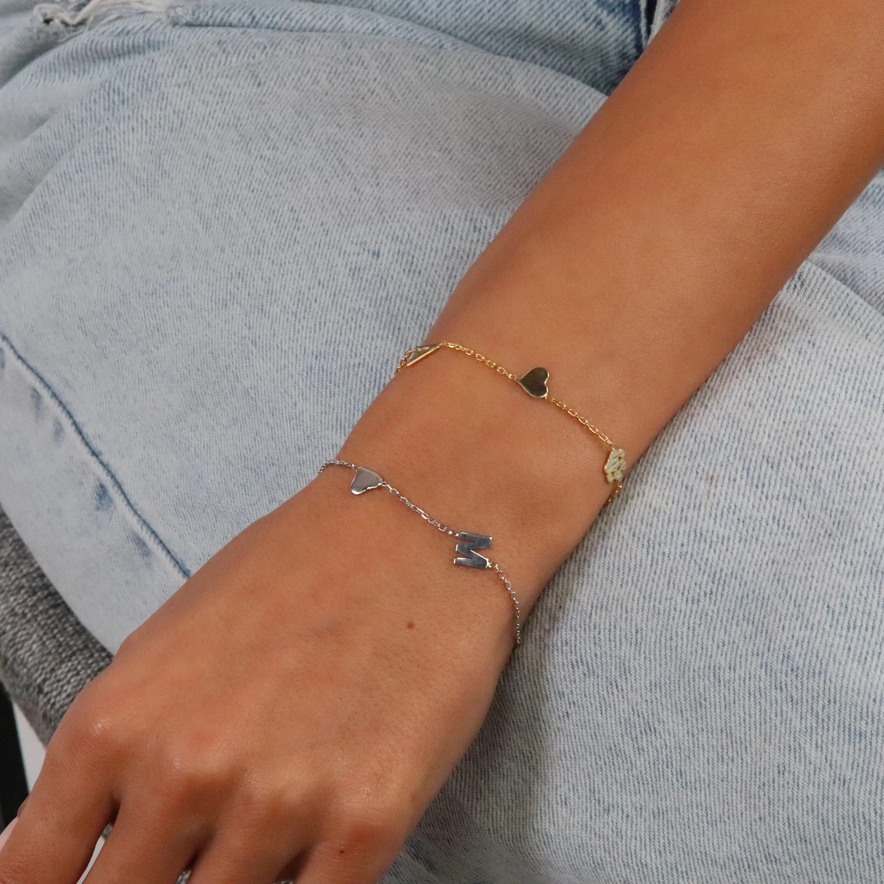 Harf Obje Gümüş Bileklik