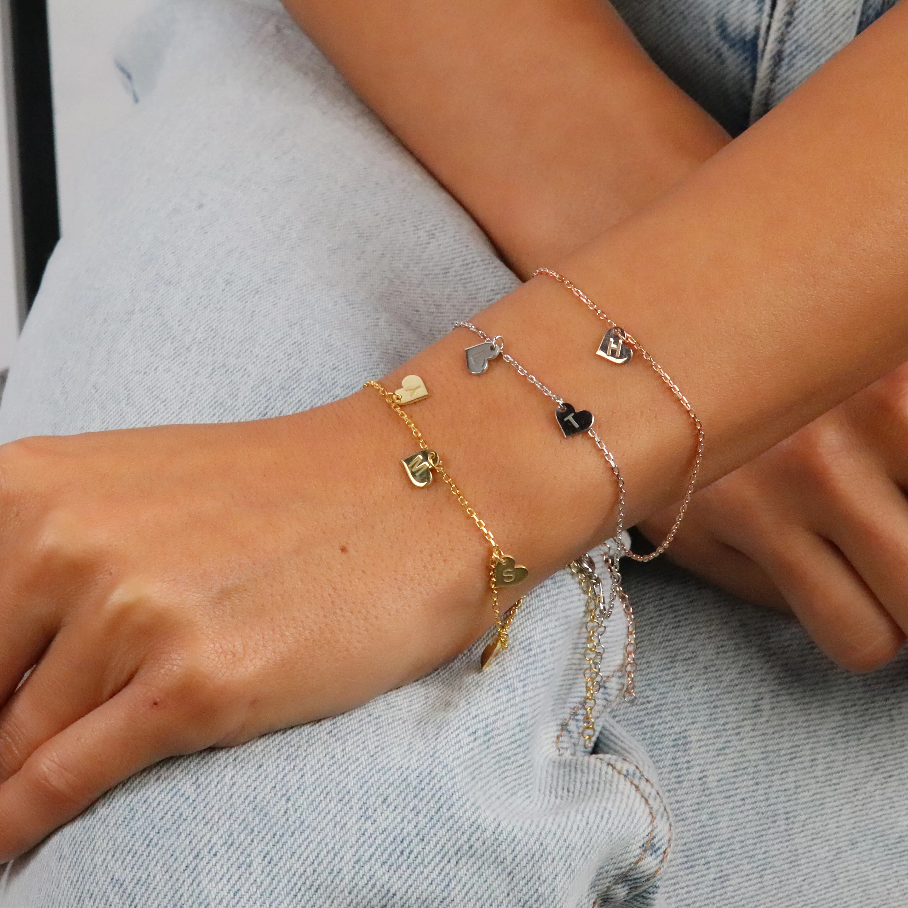 Harf Kalp Gümüş Bileklik