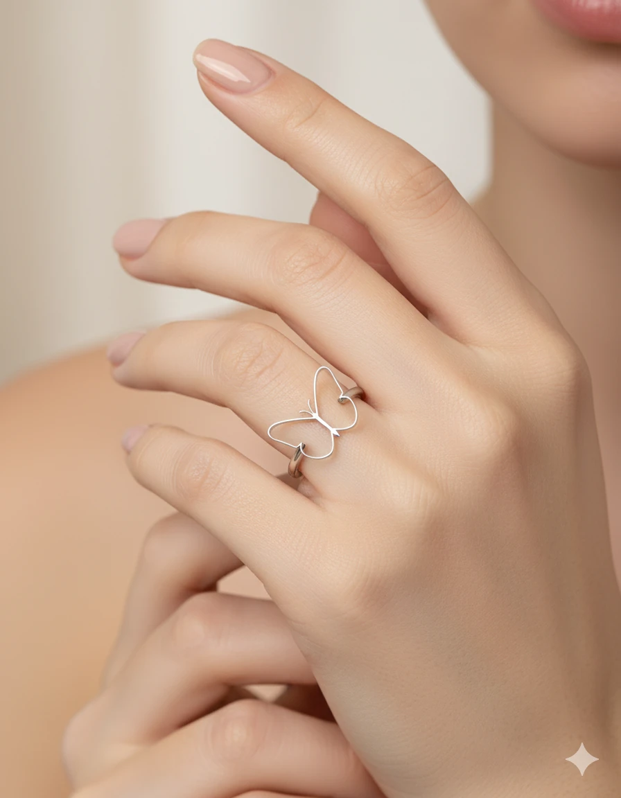 Kelebek Gümüş Yüzük 2 image