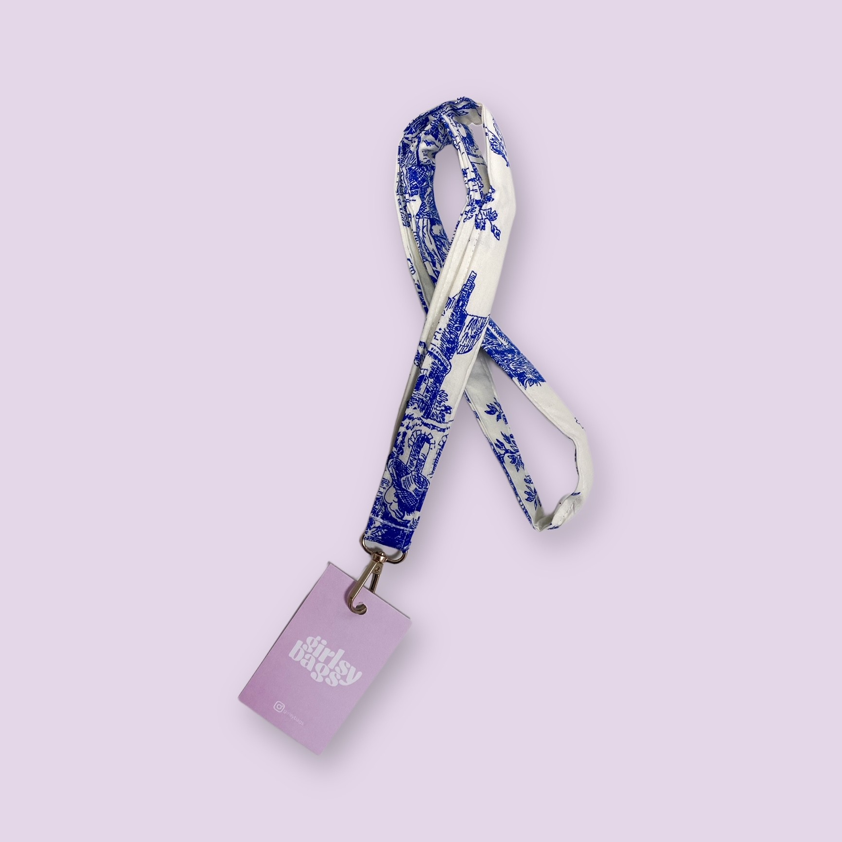 Lanyard - Blue Toile 